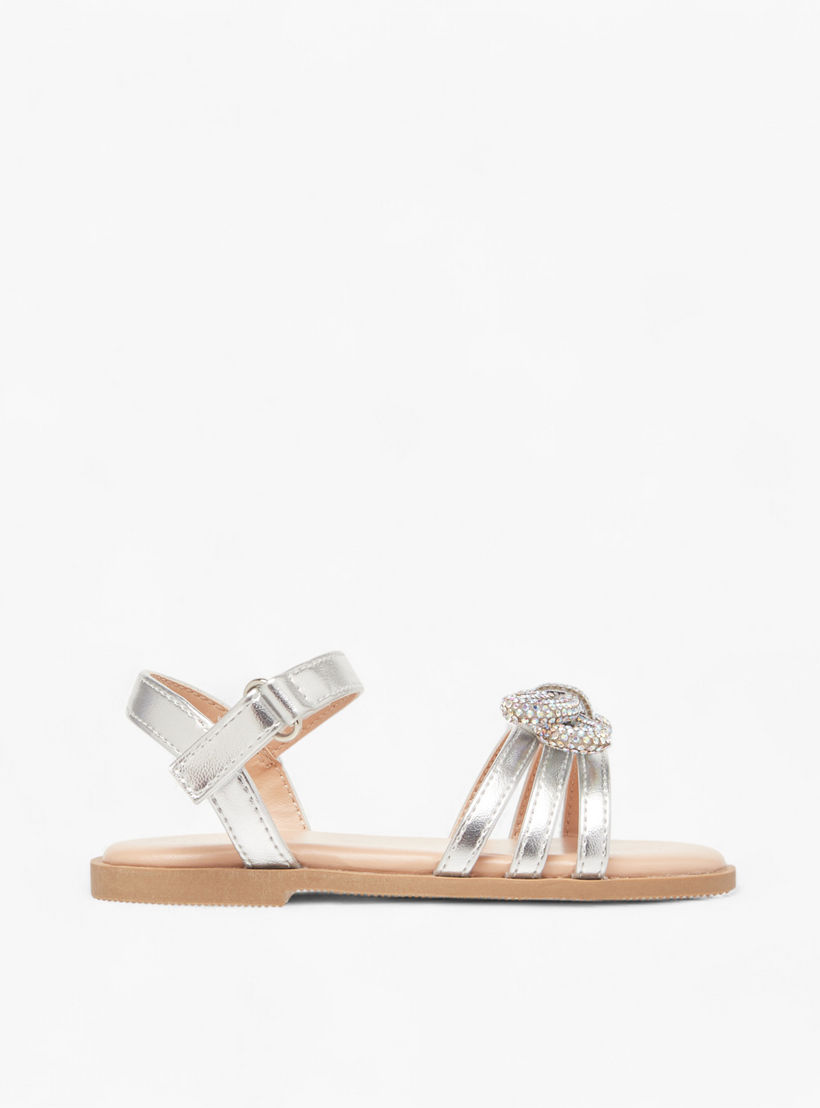 Flora Bella Metallic Sandals with Hook and Loop Closure-girls-shoes-sandals-image-2