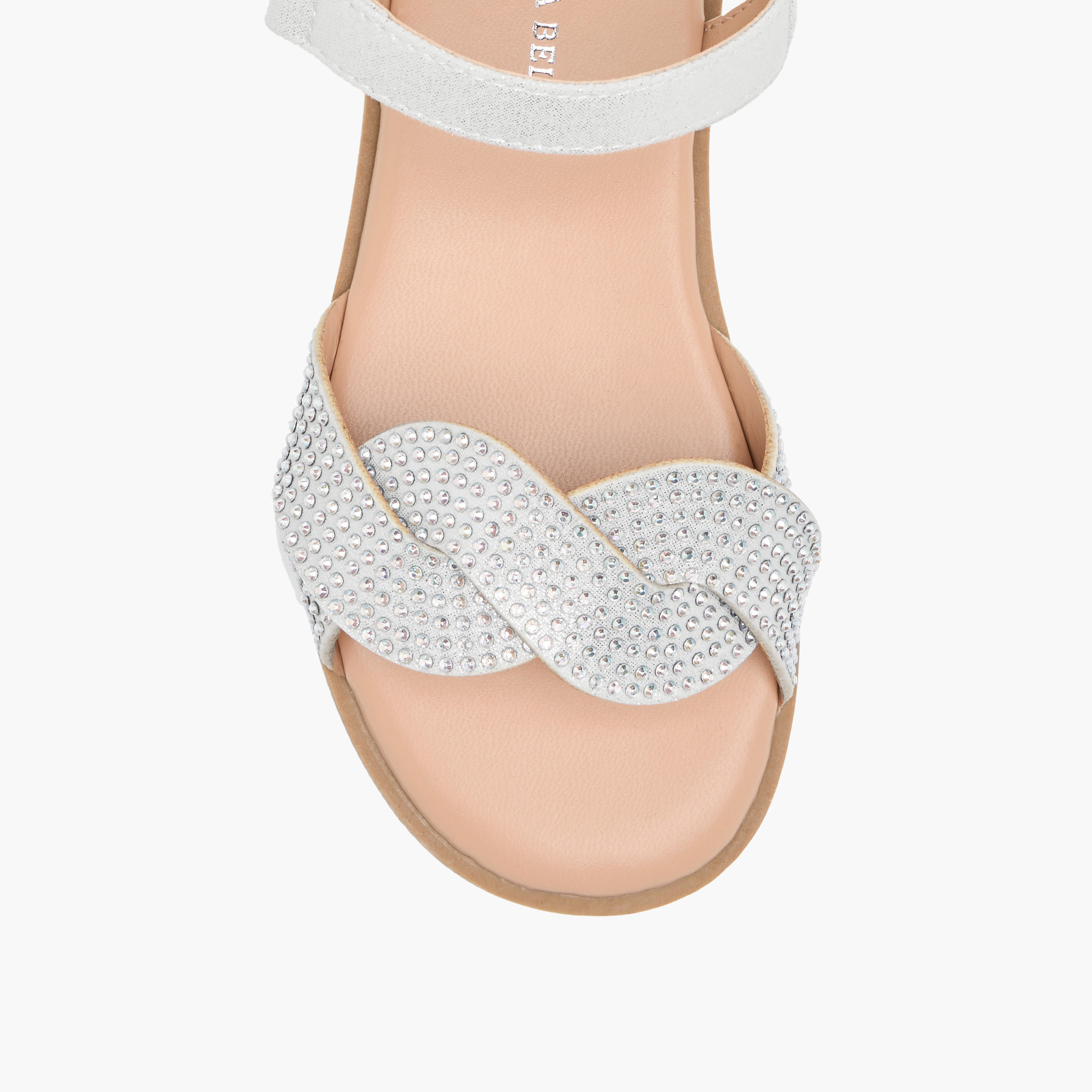 Flora Bella Embellished Sandals with Hook and Loop Closure-girls-shoes-sandals-image-3
