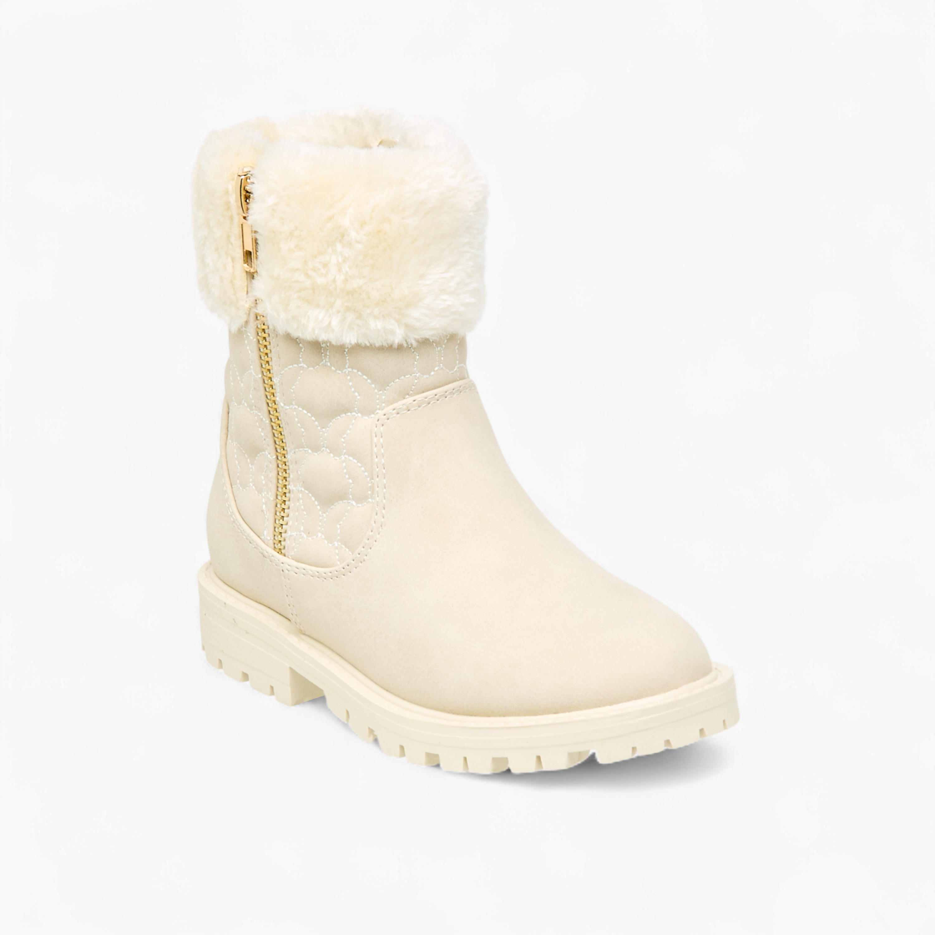 Little Missy Quilted Ankle Boots with Faux Fur and Zip Closure-girls-shoes-boots-image-2