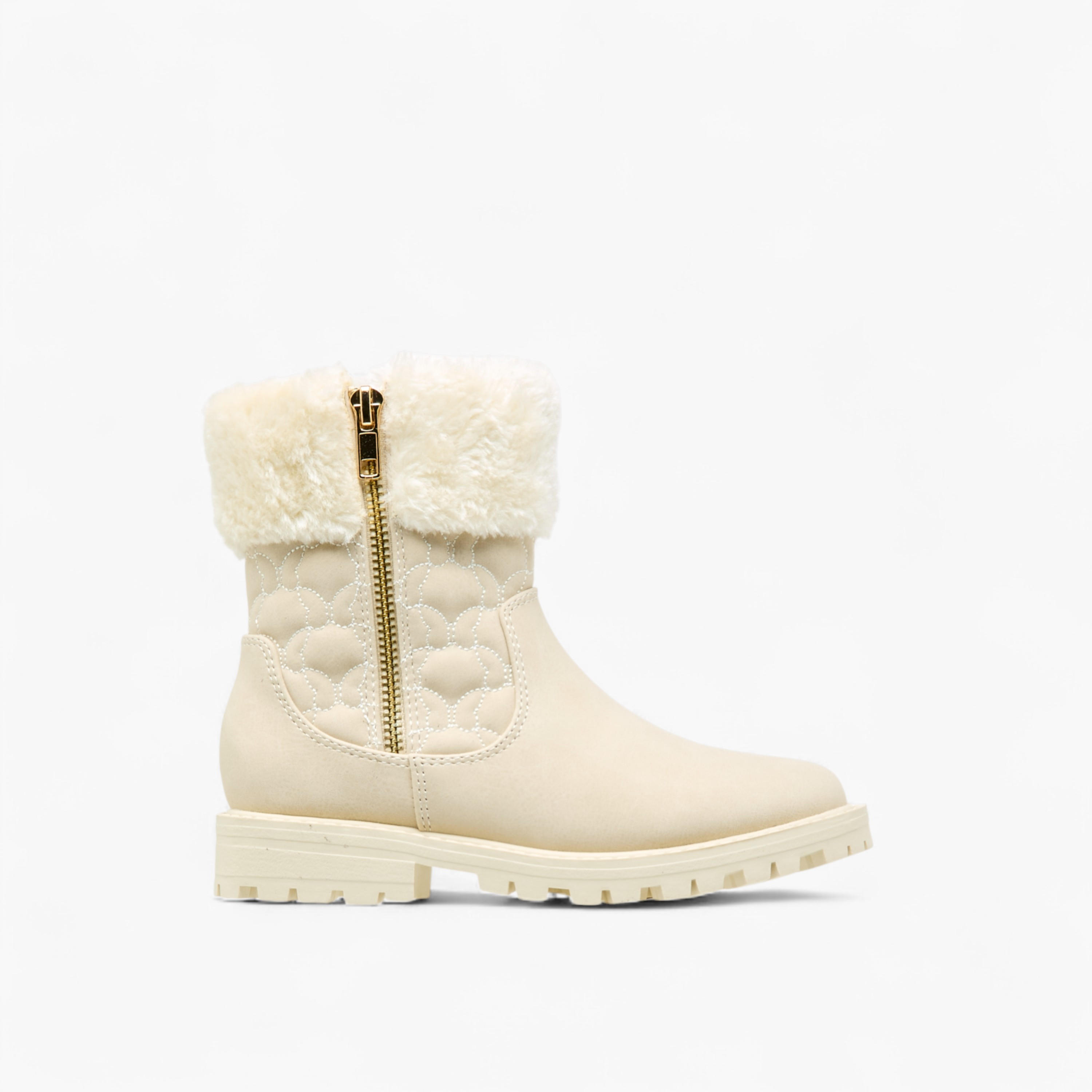 Little Missy Quilted Ankle Boots with Faux Fur and Zip Closure-girls-shoes-boots-image-3