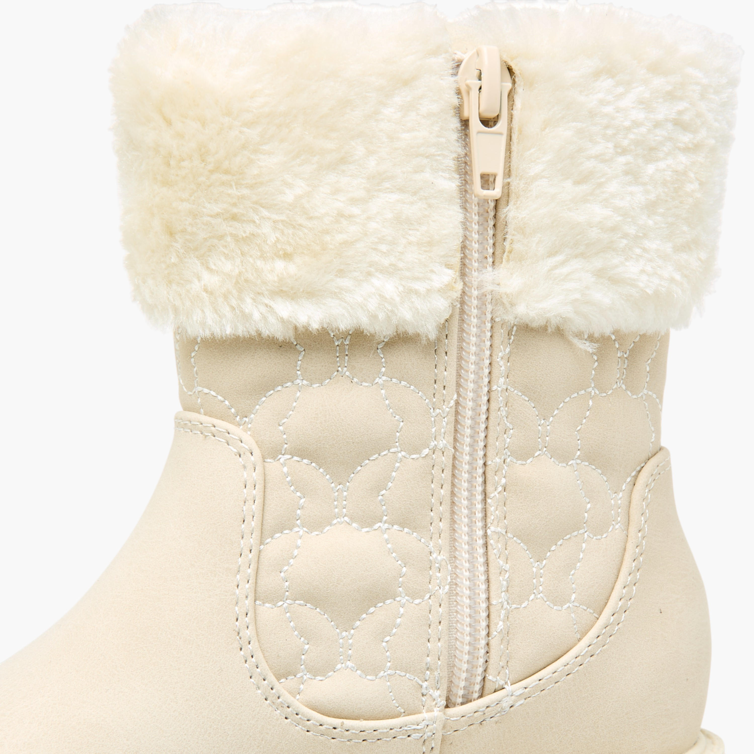 Little Missy Quilted Ankle Boots with Faux Fur and Zip Closure-girls-shoes-boots-image-6