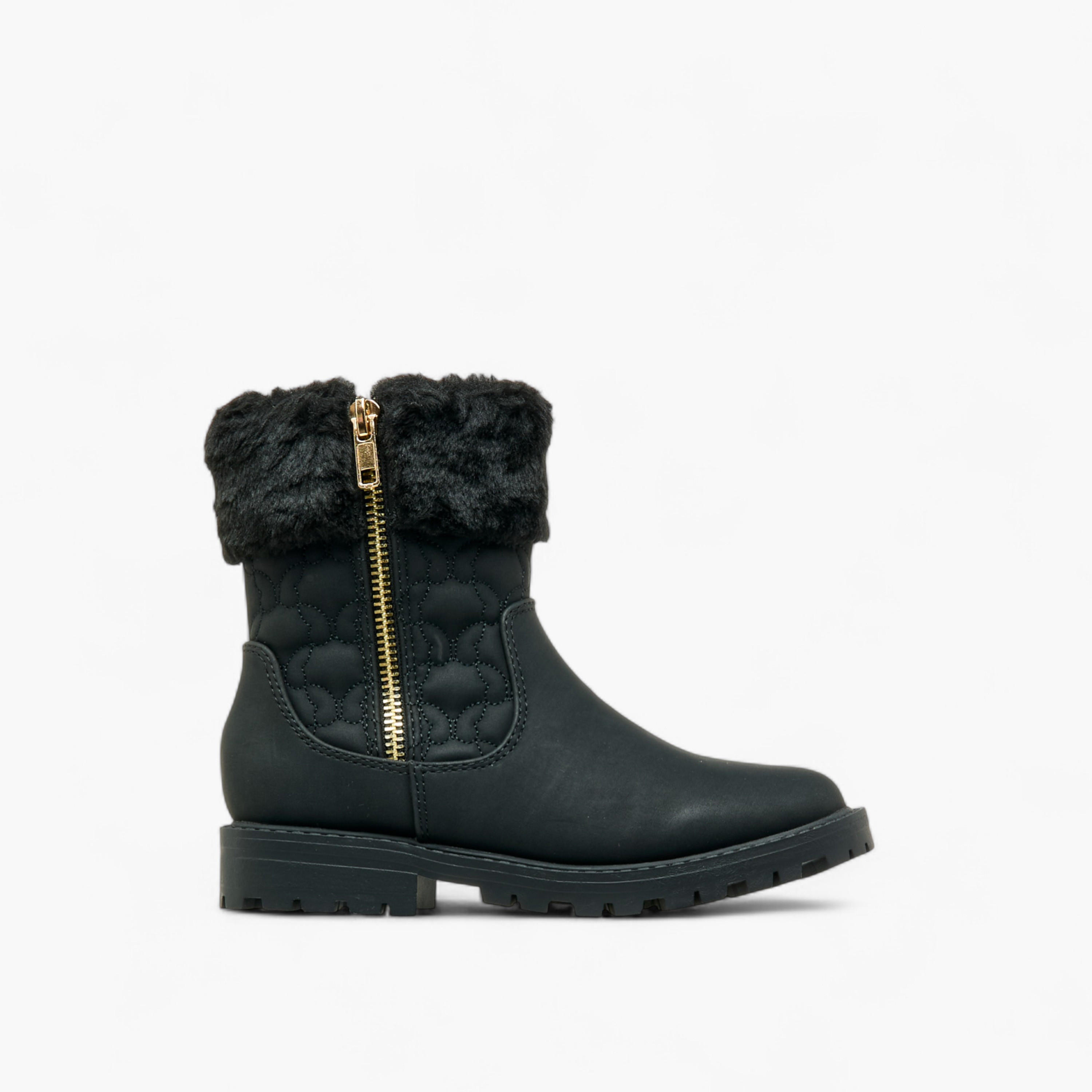 Little Missy Quilted Ankle Boots with Faux Fur and Zip Closure-girls-shoes-boots-image-3