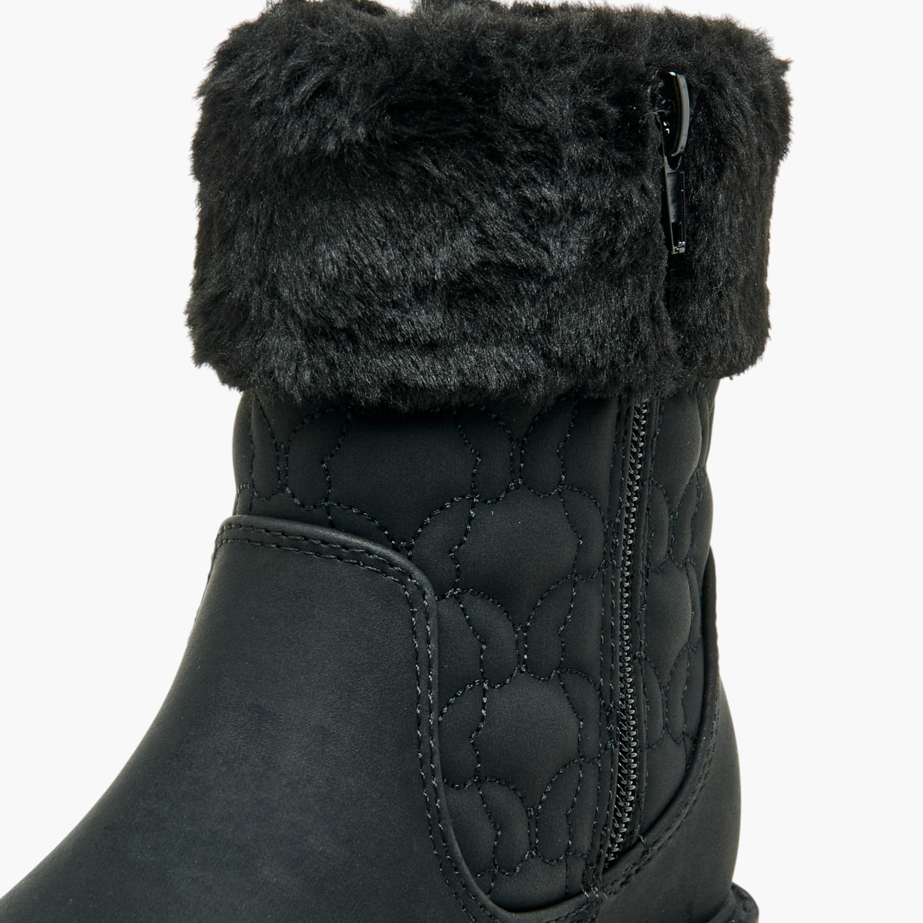 Little Missy Quilted Ankle Boots with Faux Fur and Zip Closure-girls-shoes-boots-image-6