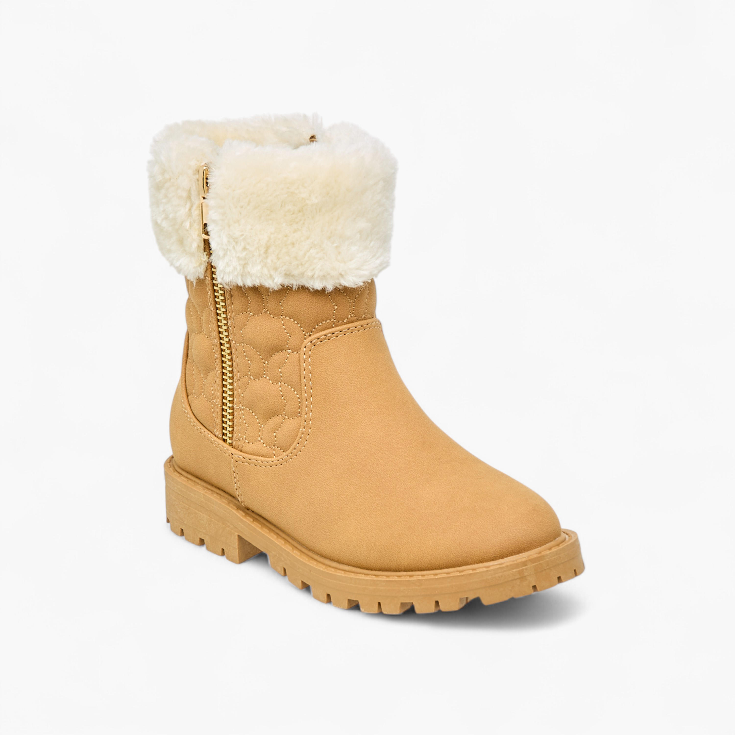 Little Missy Quilted Ankle Boots with Faux Fur and Zip Closure-girls-shoes-boots-image-2