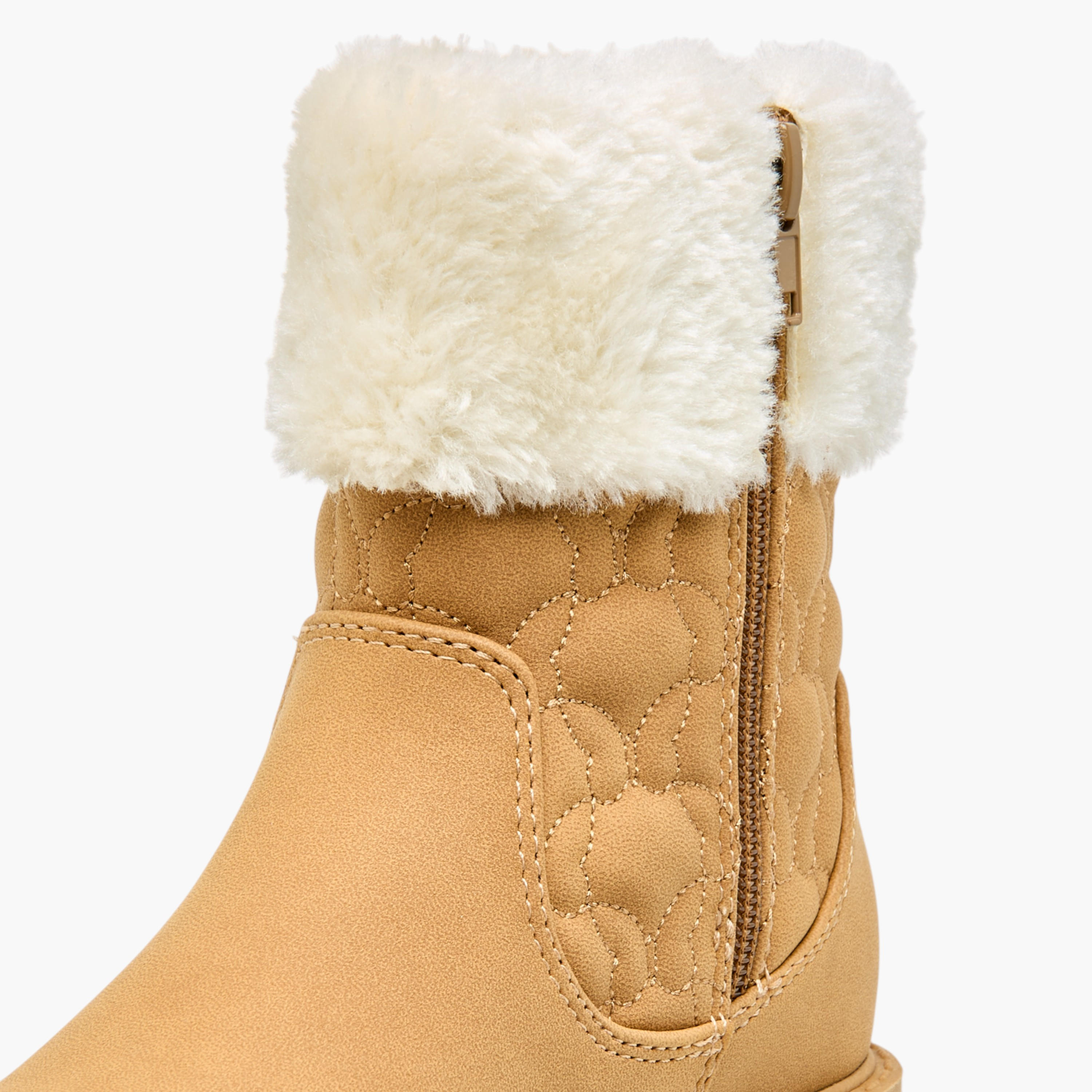 Little Missy Quilted Ankle Boots with Faux Fur and Zip Closure-girls-shoes-boots-image-6