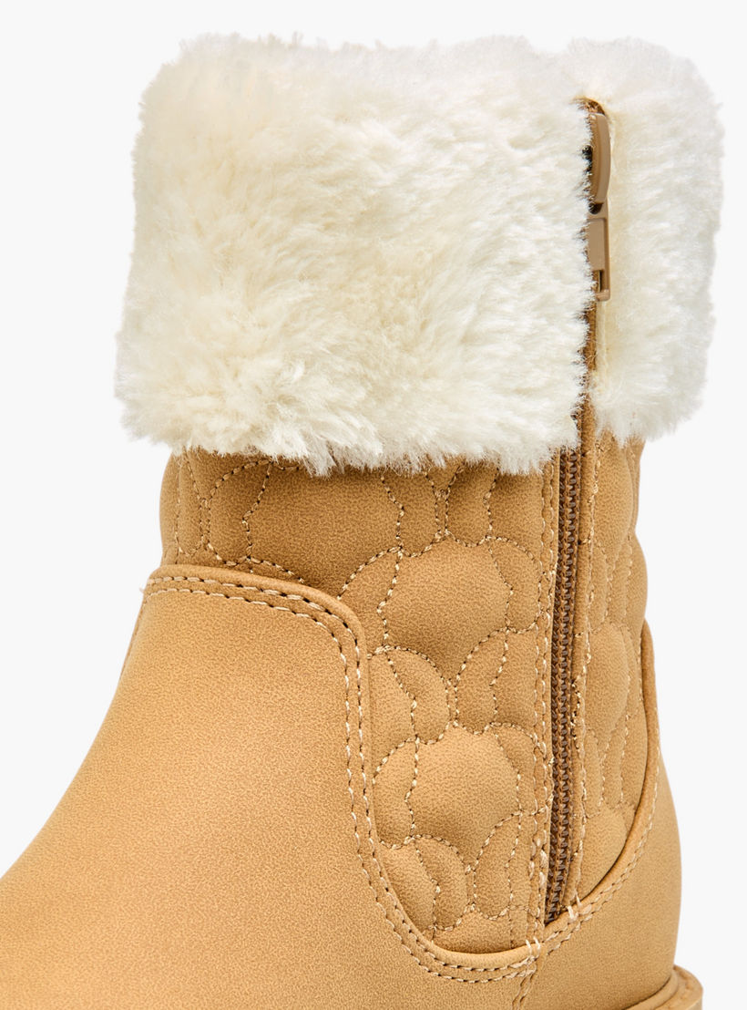Little Missy Quilted Ankle Boots with Faux Fur and Zip Closure-girls-shoes-boots-image-6