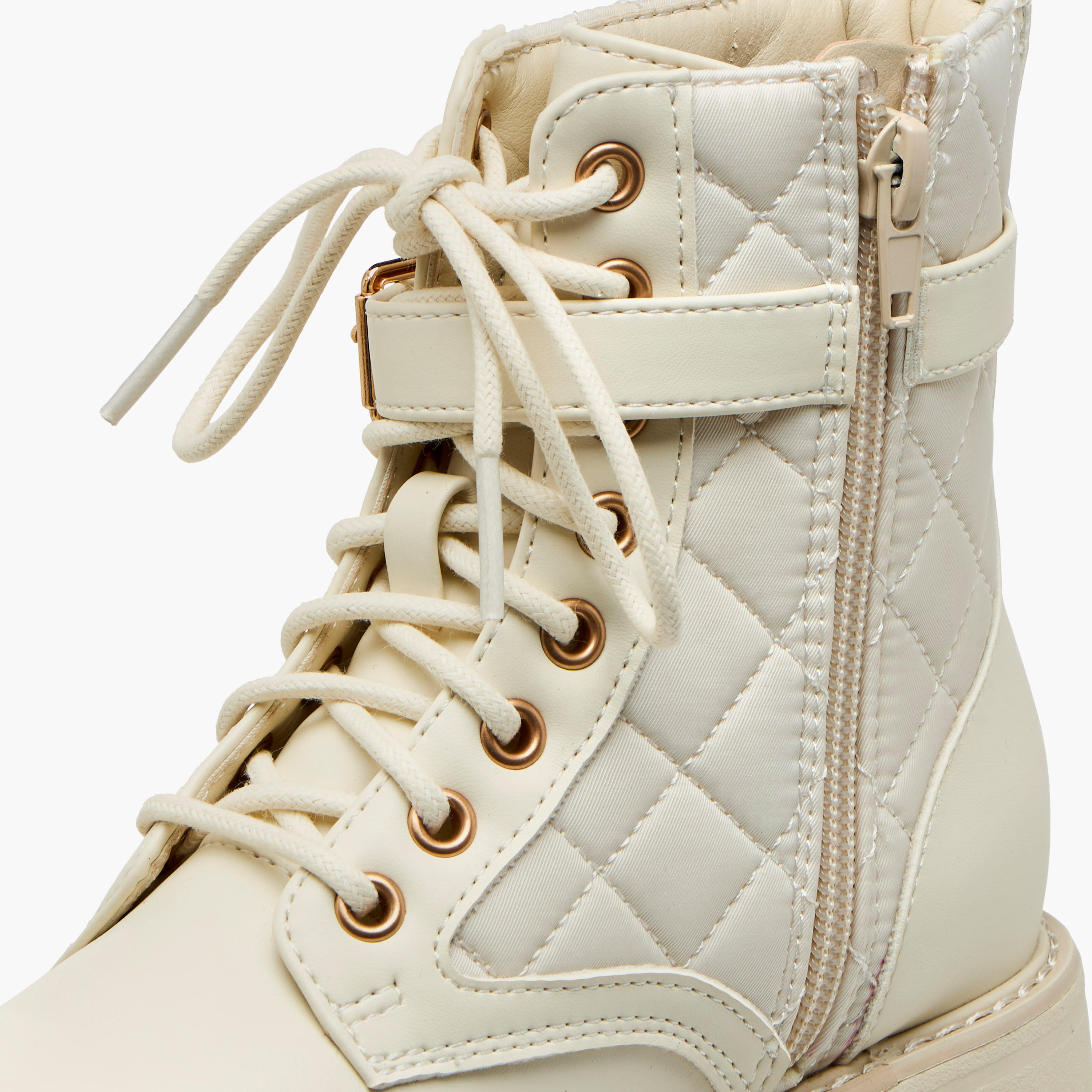Little Missy Quilted High Cut Boots with Pouch and Zip Closure-girls-shoes-boots-image-6