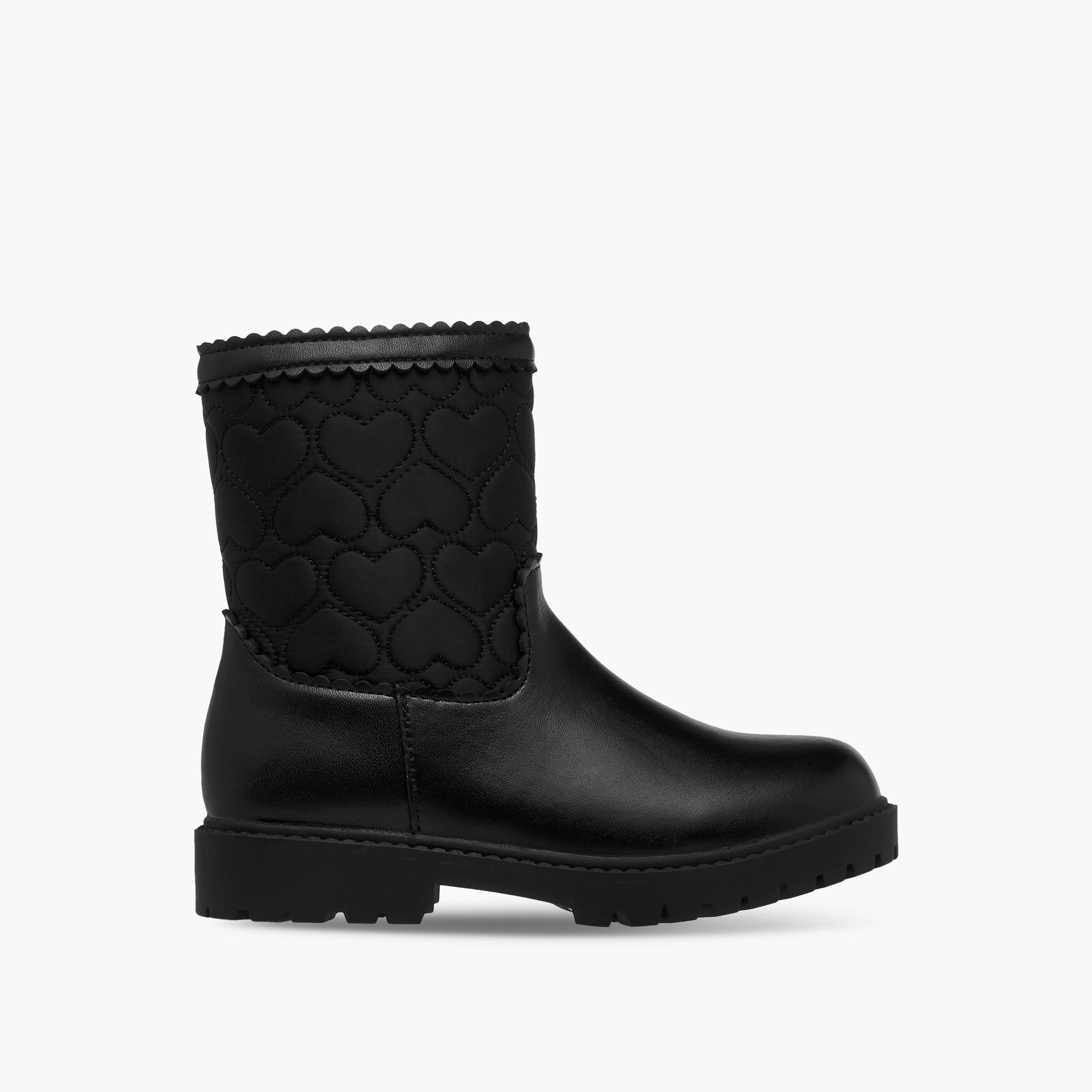 Juniors Heart Quilted High Cut Boots with Zip Closure-girls-shoes-boots-image-3
