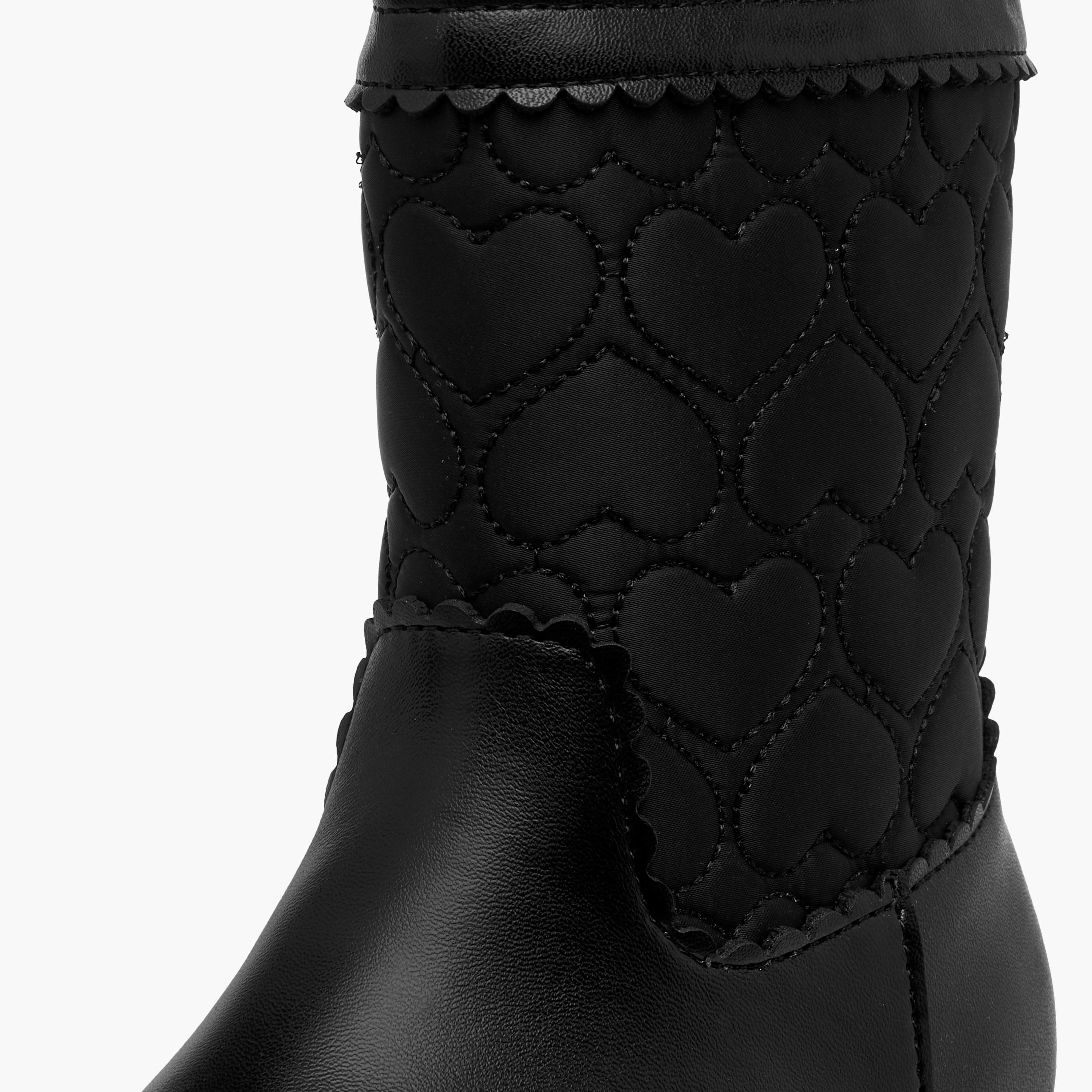 Juniors Heart Quilted High Cut Boots with Zip Closure-girls-shoes-boots-image-4
