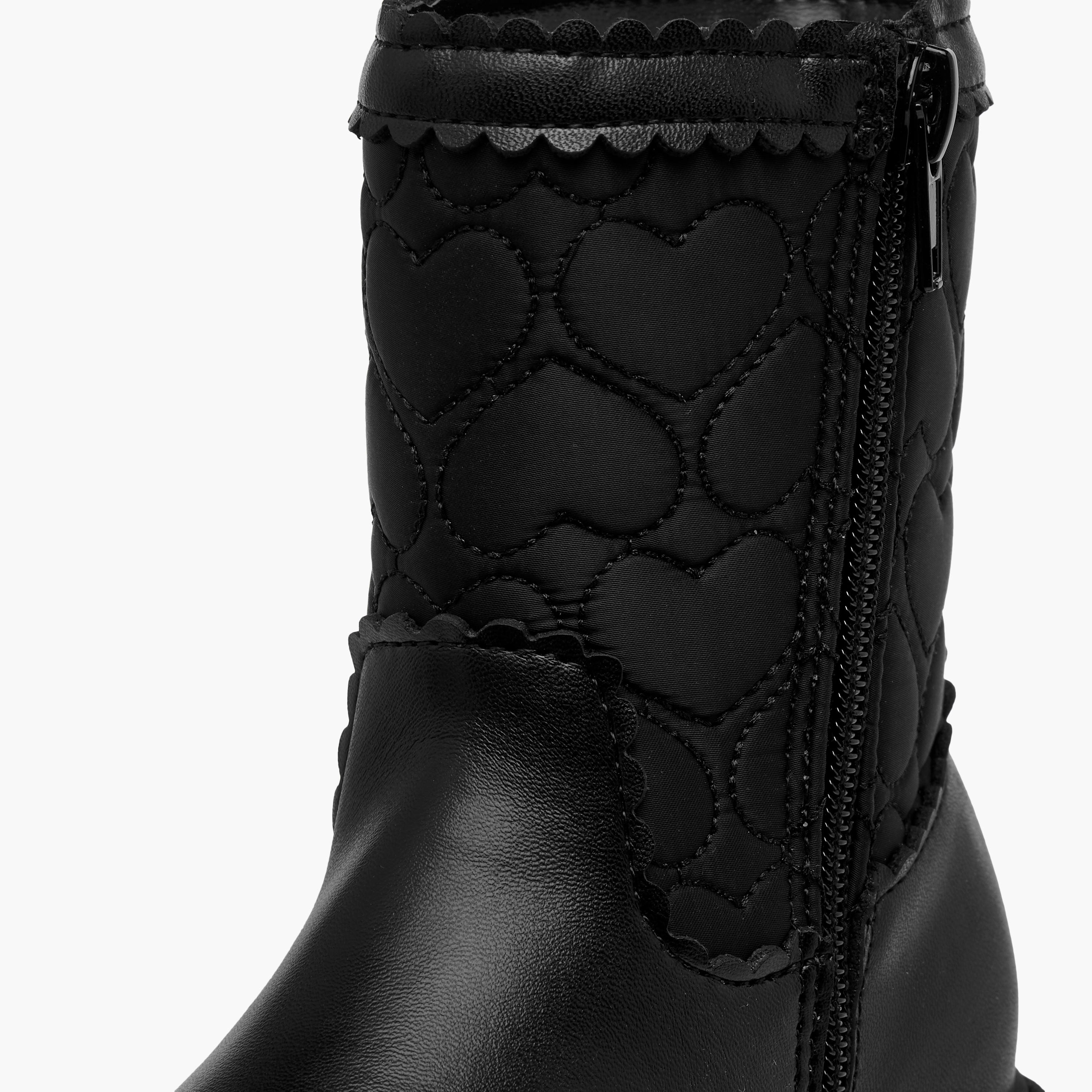 Juniors Heart Quilted High Cut Boots with Zip Closure-girls-shoes-boots-image-6