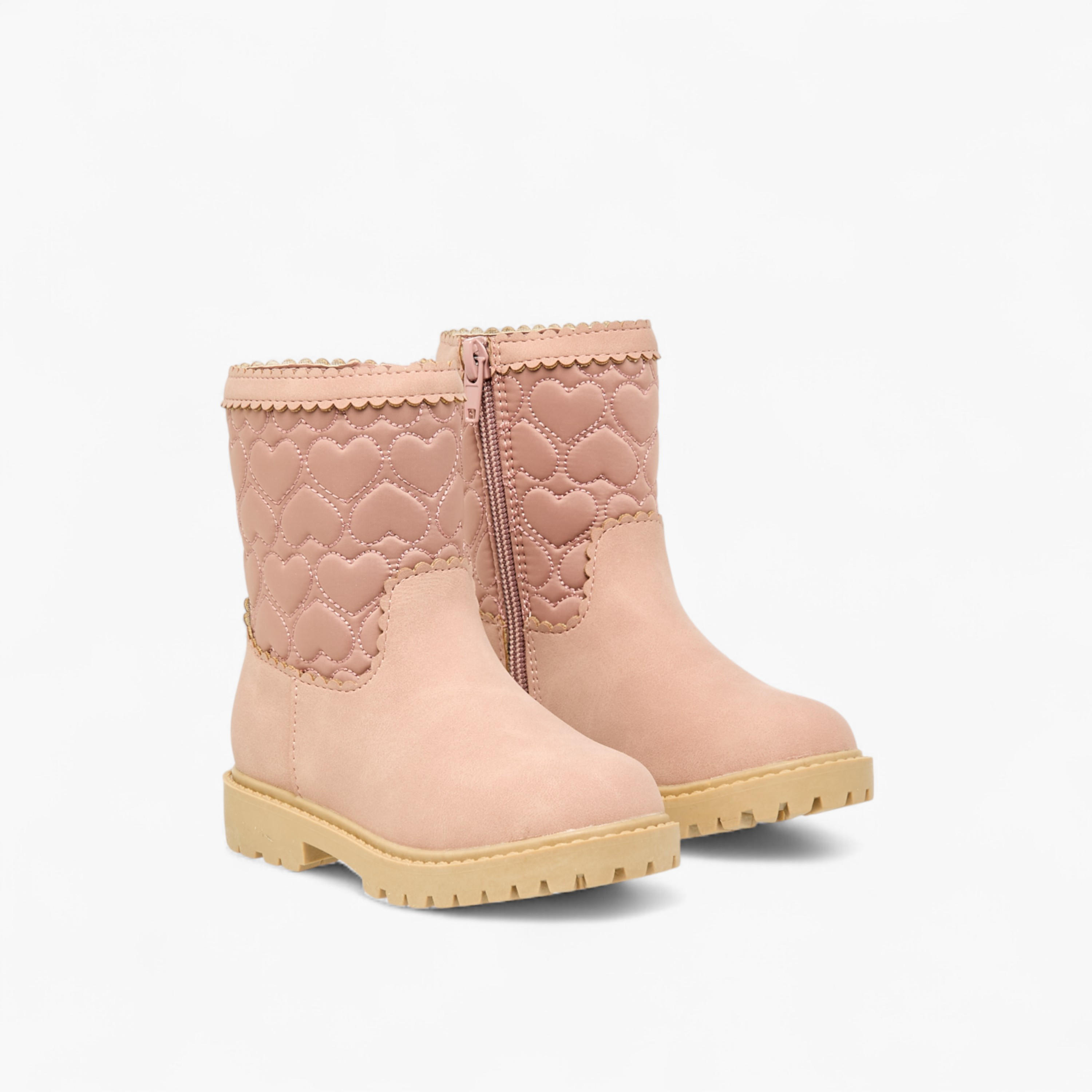 بوت مبطّن بقصّة عالية وسحاب إغلاق وتصميم قلوب من جونيورز-girls-shoes-boots-image-1