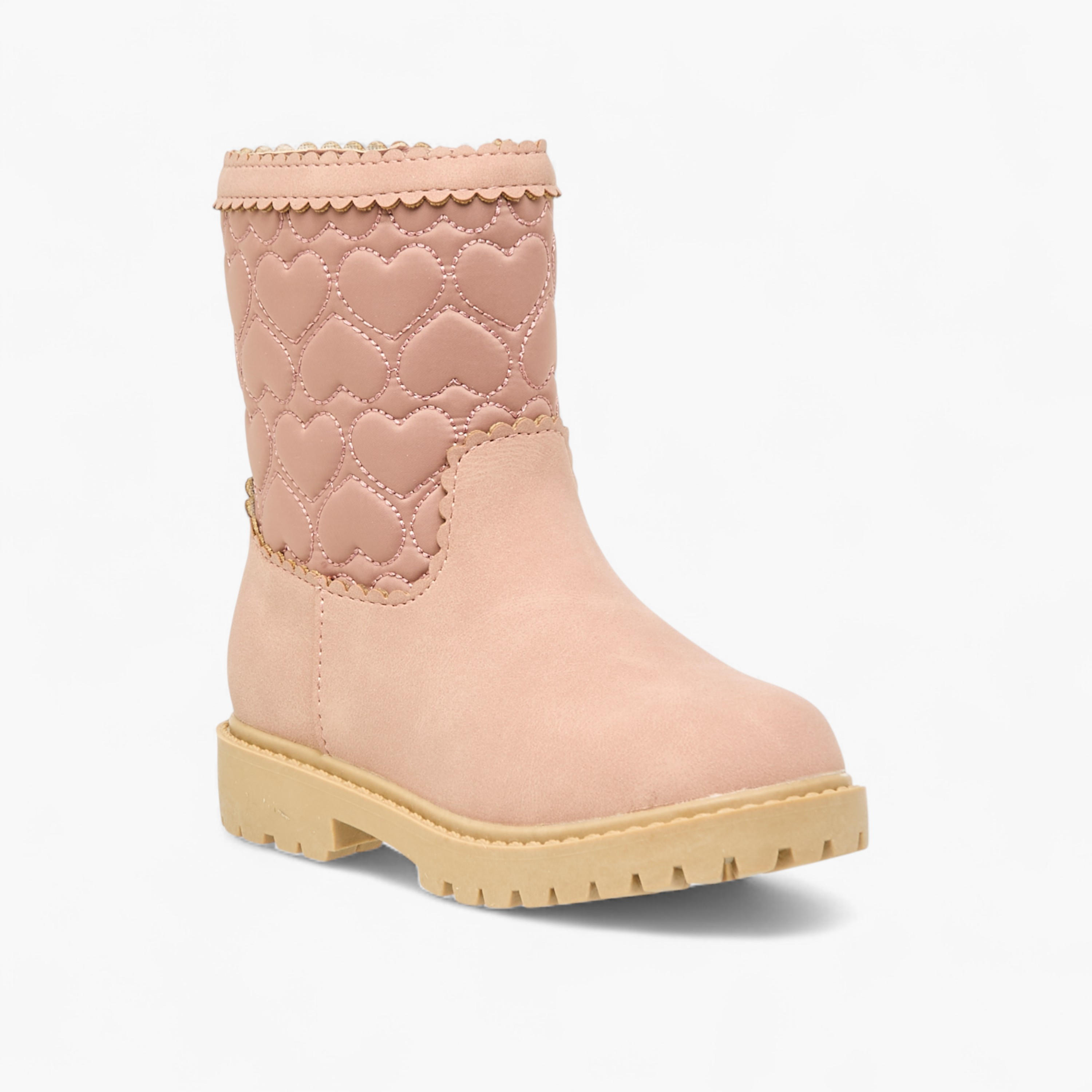 بوت مبطّن بقصّة عالية وسحاب إغلاق وتصميم قلوب من جونيورز-girls-shoes-boots-image-2