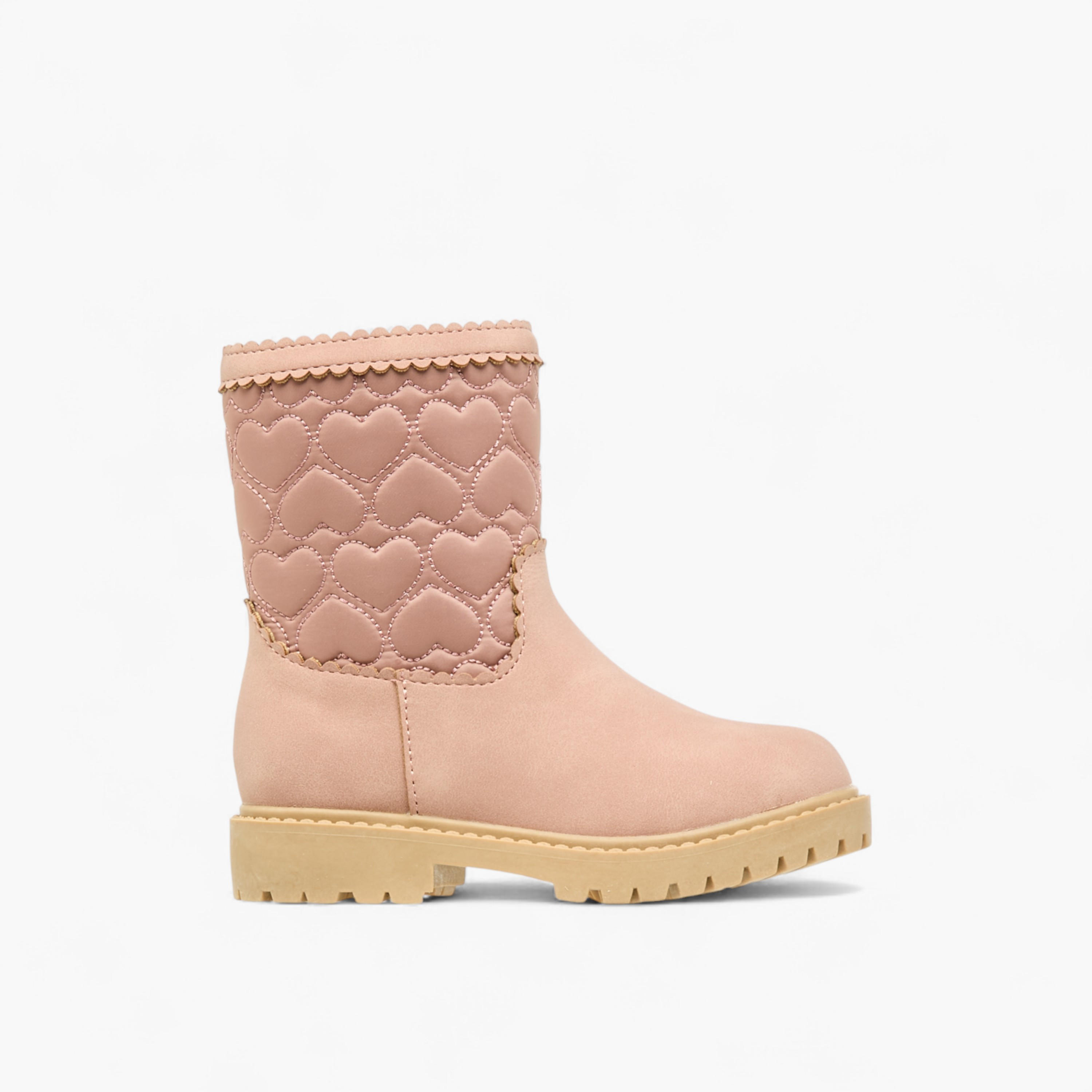 بوت مبطّن بقصّة عالية وسحاب إغلاق وتصميم قلوب من جونيورز-girls-shoes-boots-image-3