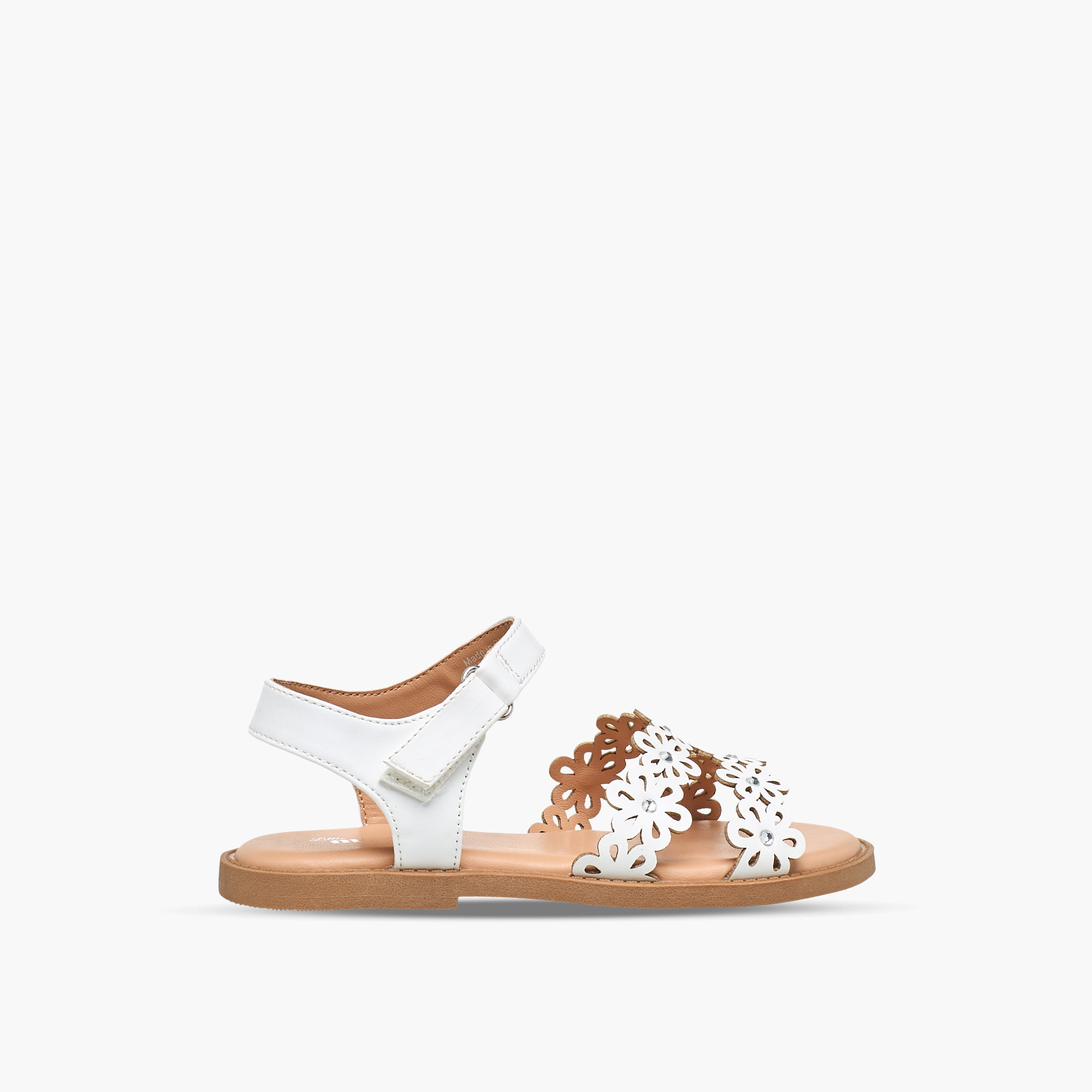 Little Missy Girls Floral Cut Out Detail Hook & Loop Sandals-girls-shoes-sandals-image-2
