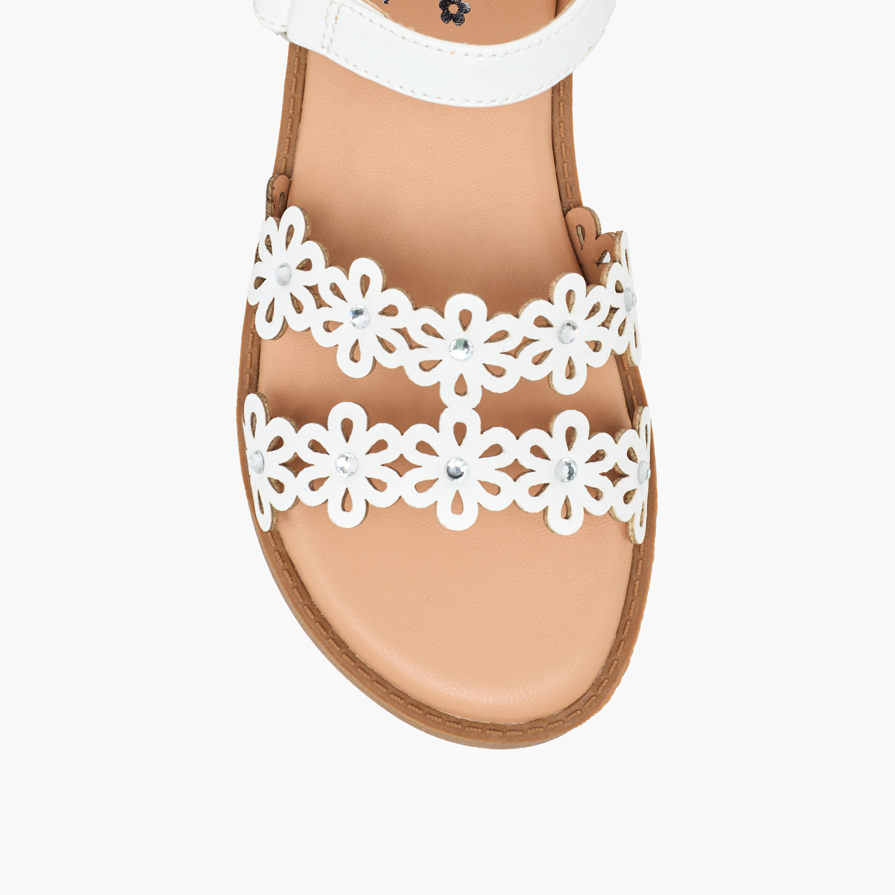 Little Missy Girls Floral Cut Out Detail Hook & Loop Sandals-girls-shoes-sandals-image-3