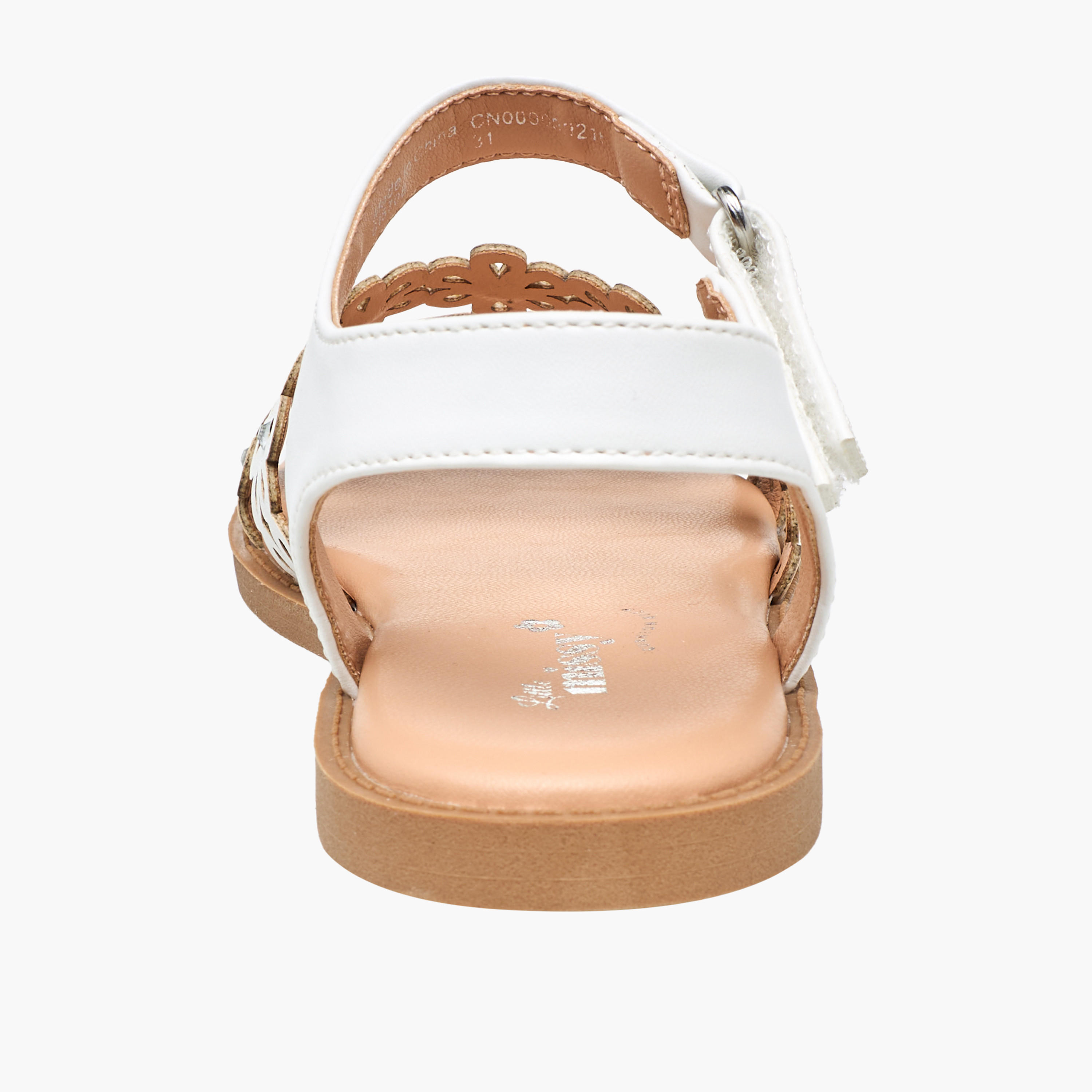 Little Missy Girls Floral Cut Out Detail Hook & Loop Sandals-girls-shoes-sandals-image-4