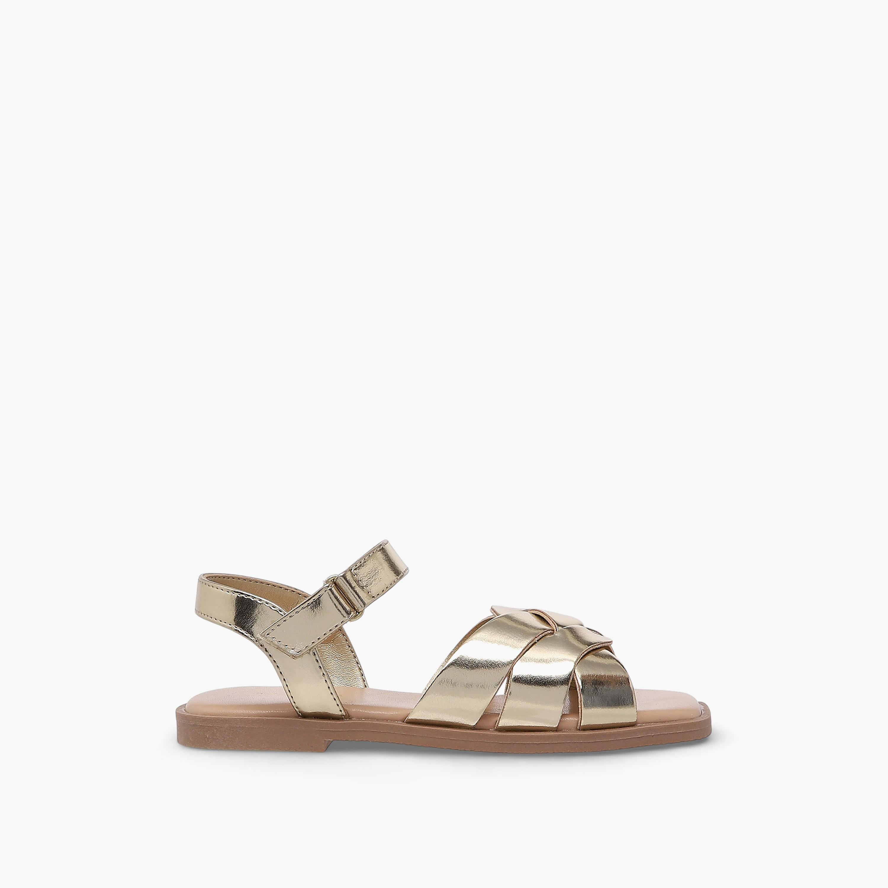 صندل ميتاليك بشريط إغلاق لاصق للبنات من فلورا بيلا-girls-shoes-sandals-image-2