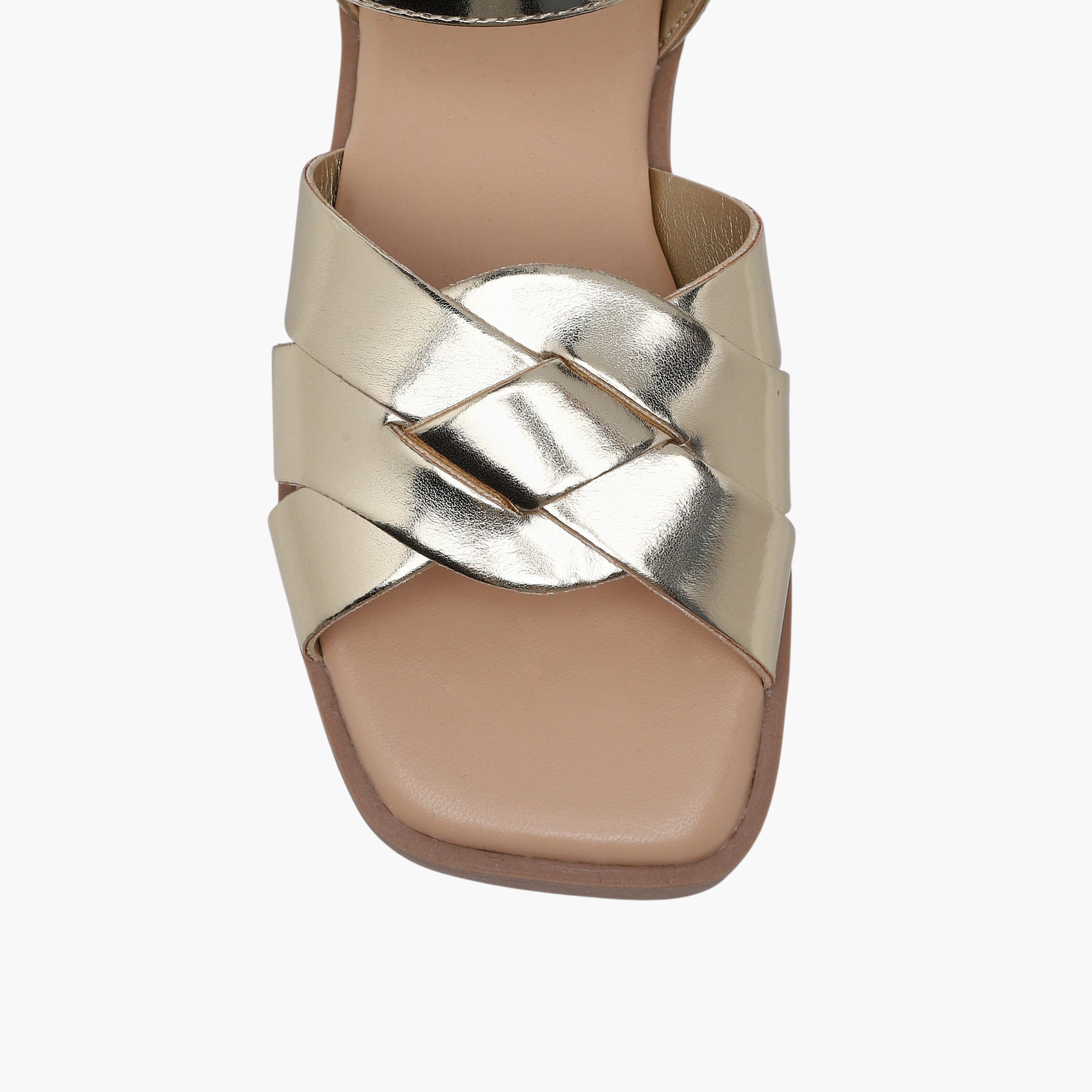 صندل ميتاليك بشريط إغلاق لاصق للبنات من فلورا بيلا-girls-shoes-sandals-image-3