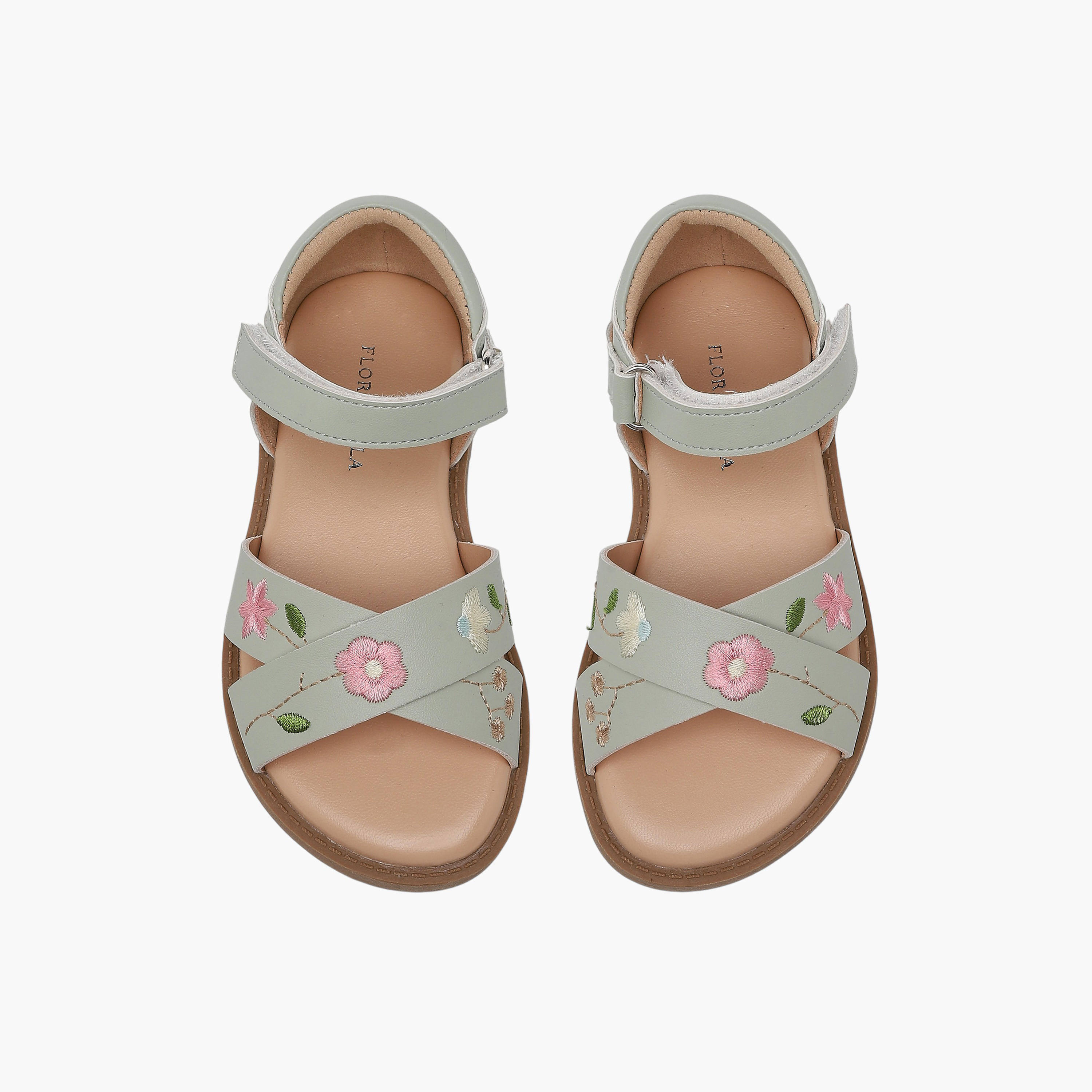 Flora Bella Girls Floral Embroidered Cross Strap Sandals-girls-shoes-sandals-image-1
