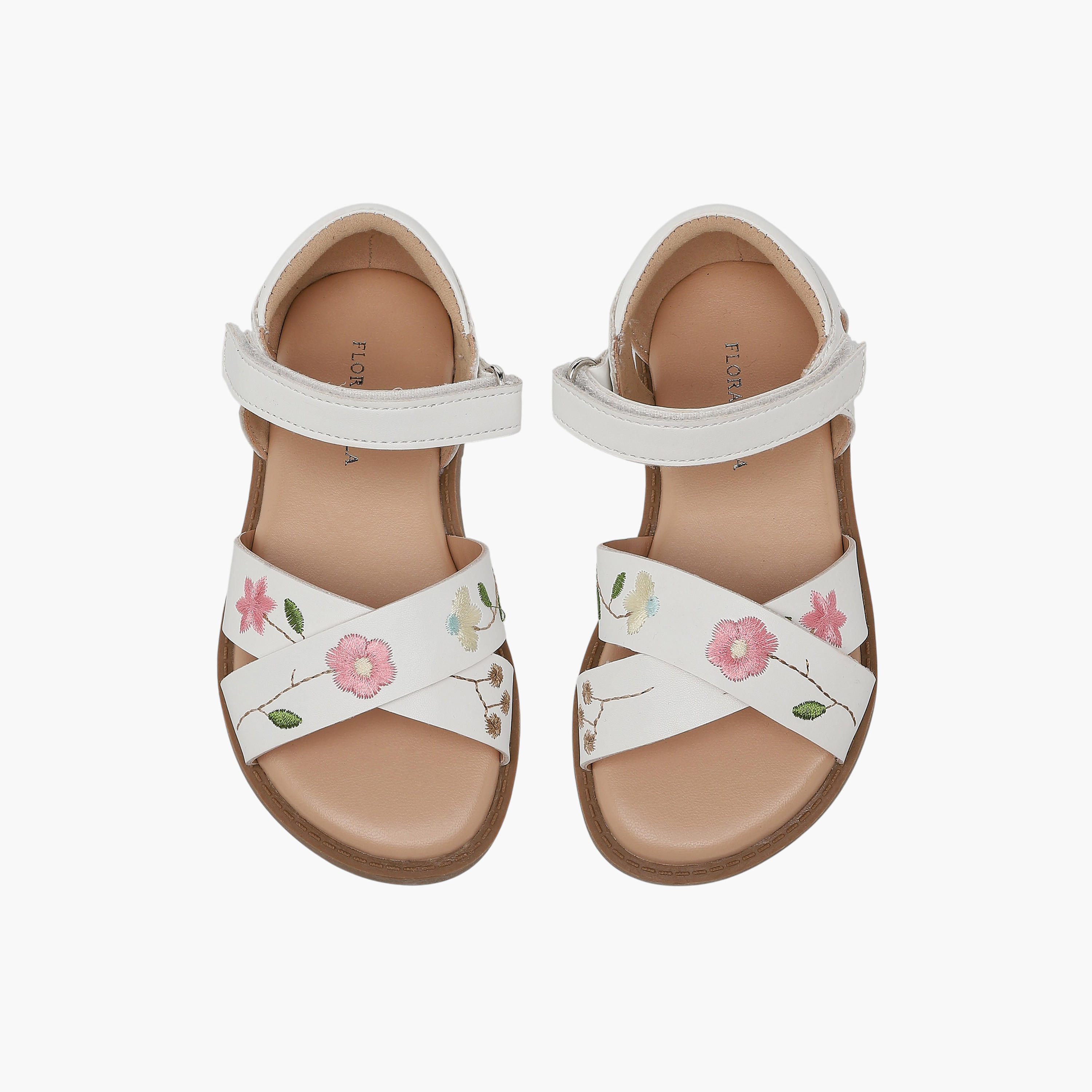 صندل بتطريز أزهار وحزام متقاطع للبنات من فلورا بيلا-girls-shoes-sandals-image-1