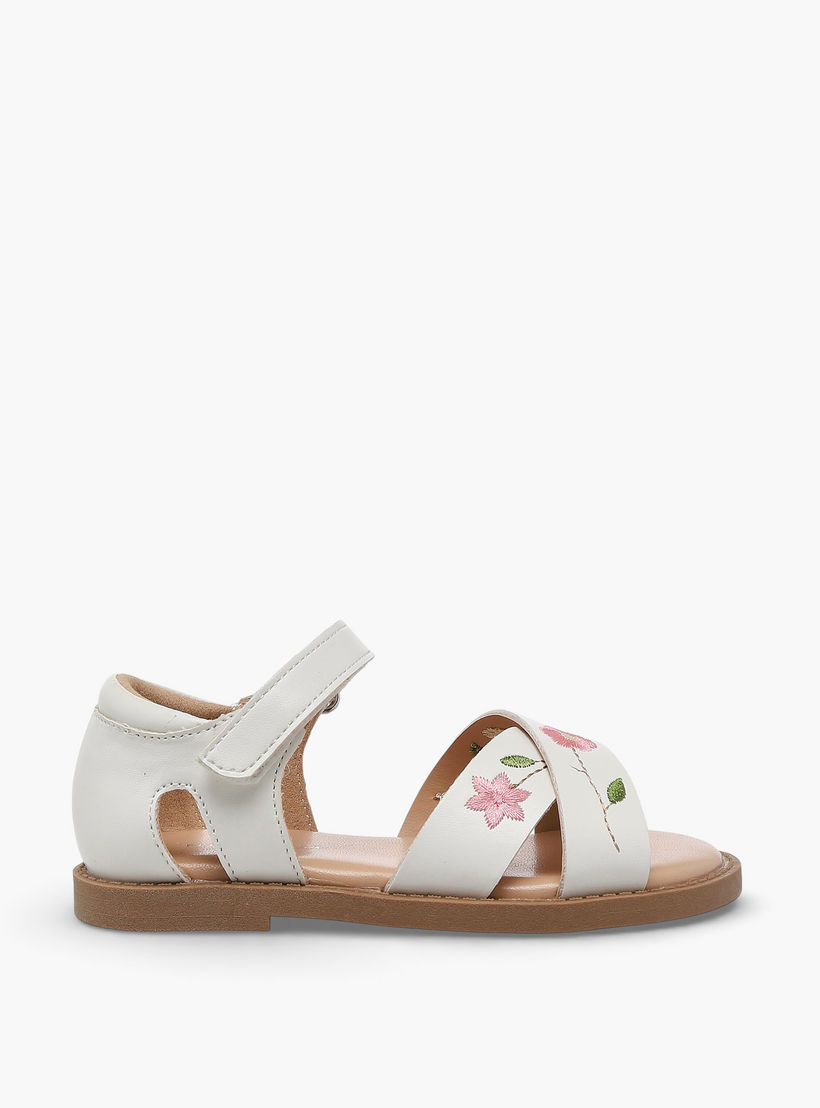 صندل بتطريز أزهار وحزام متقاطع للبنات من فلورا بيلا-girls-shoes-sandals-image-2