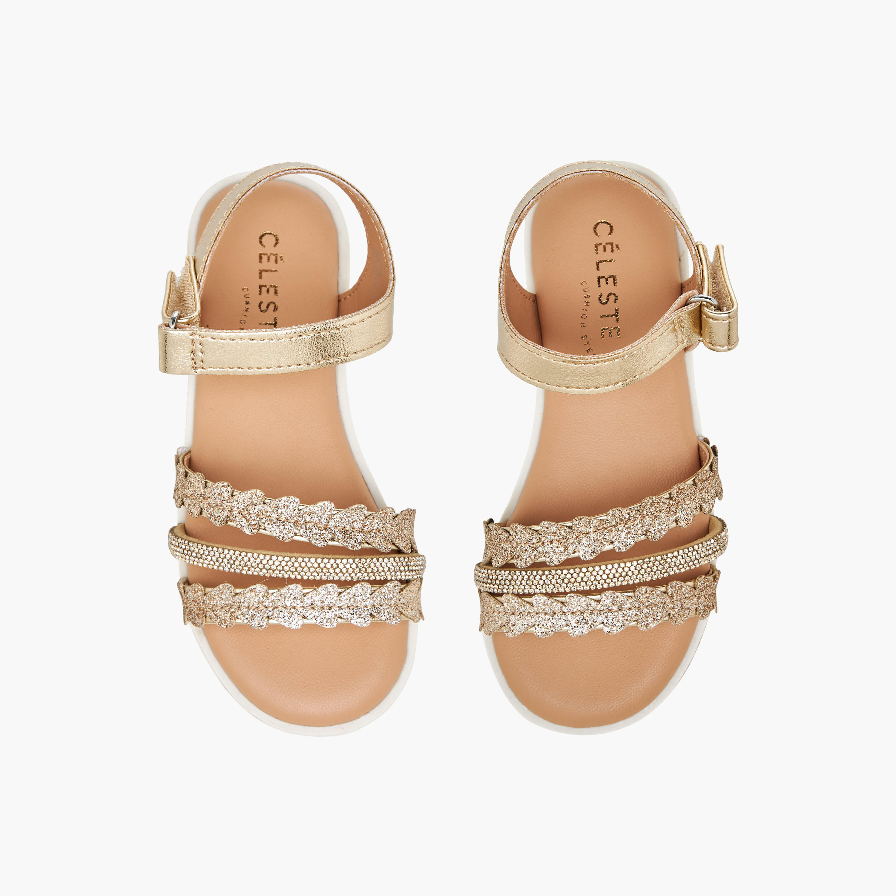 Celeste Girls Embellished Hook & Loop Sandals-girls-shoes-sandals-image-1