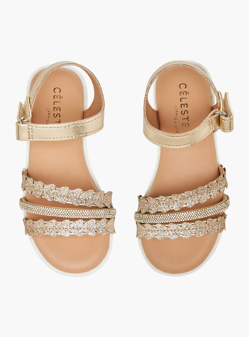 Celeste Girls Embellished Hook & Loop Sandals-girls-shoes-sandals-image-1