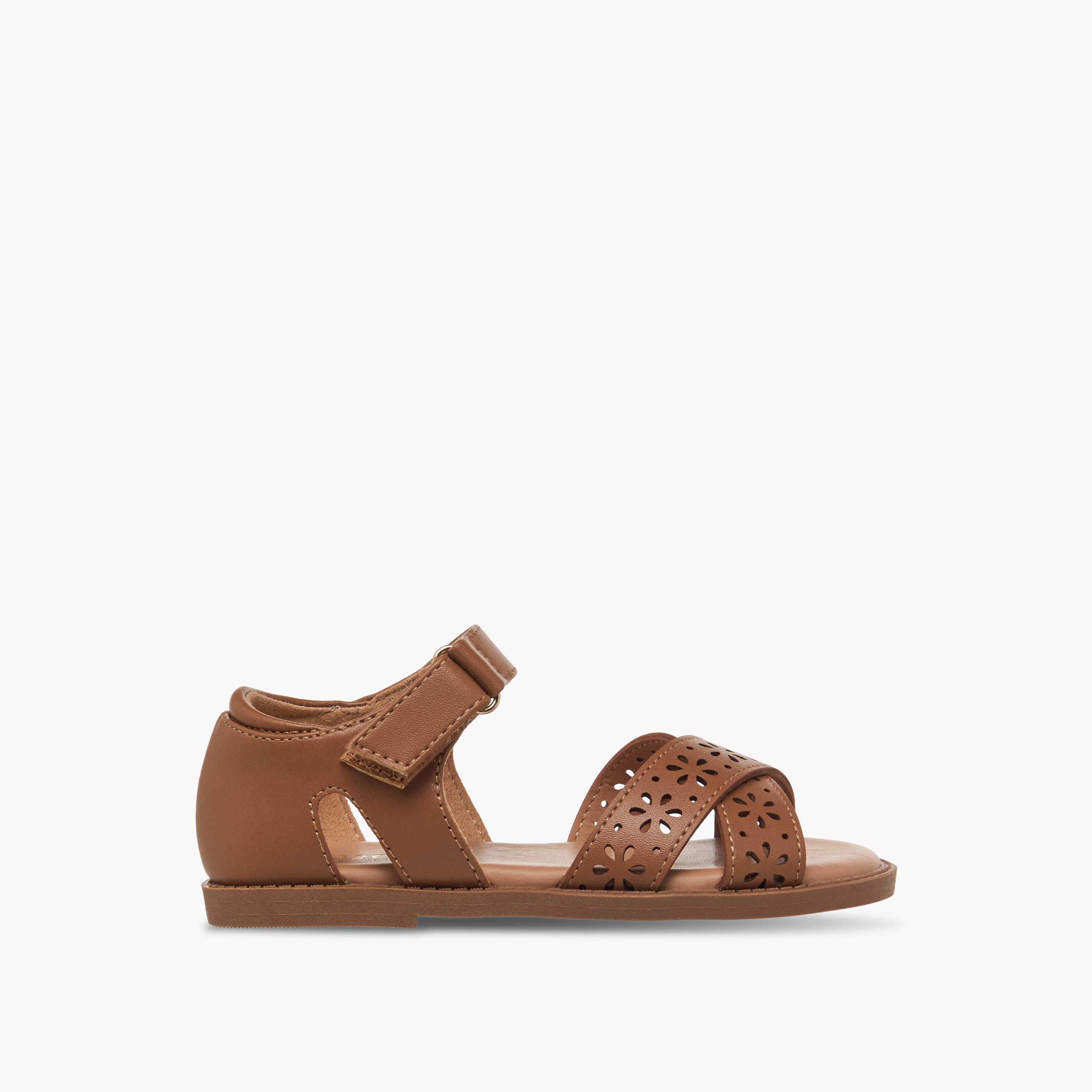 Juniors Girls Floral Cutout Detail Hook and Loop Sandals-girls-shoes-sandals-image-2