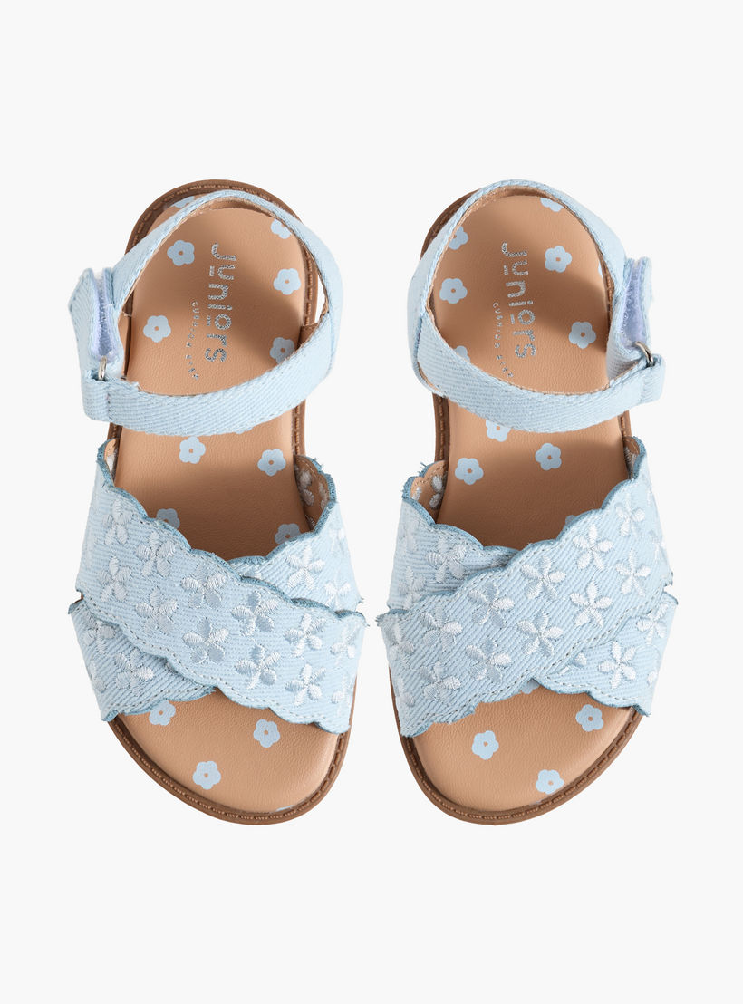 Juniors Girls Embroidered Hook & Loop Sandals-girls-shoes-sandals-image-1