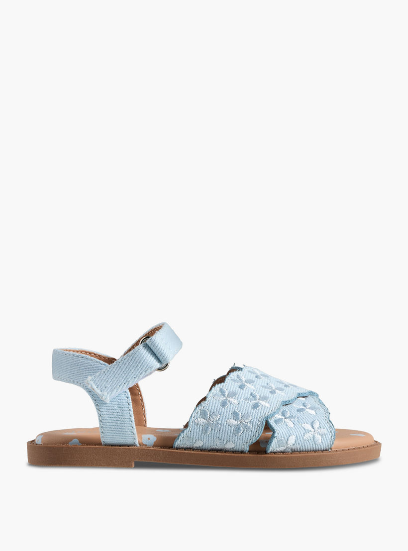 Juniors Girls Embroidered Hook & Loop Sandals-girls-shoes-sandals-image-2