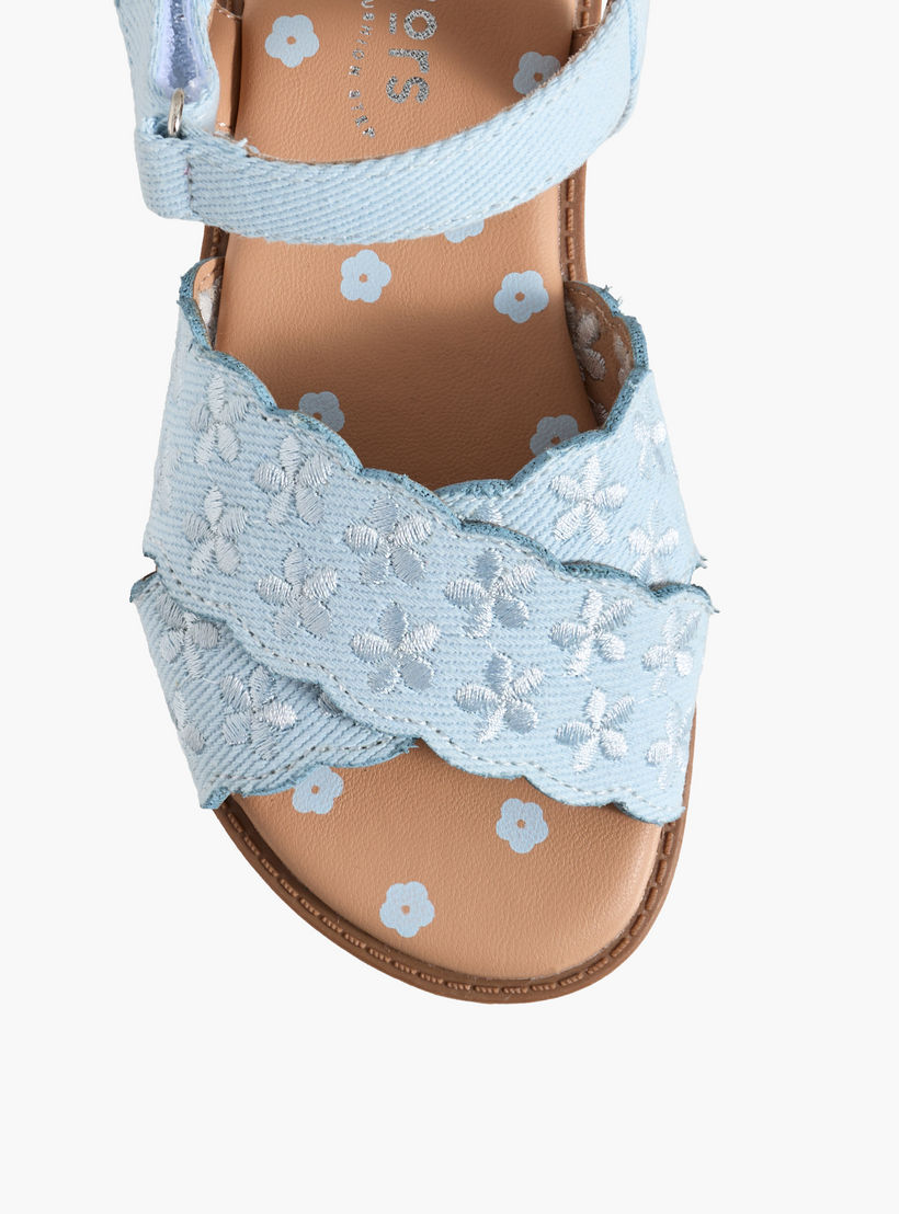 Juniors Girls Embroidered Hook & Loop Sandals-girls-shoes-sandals-image-3