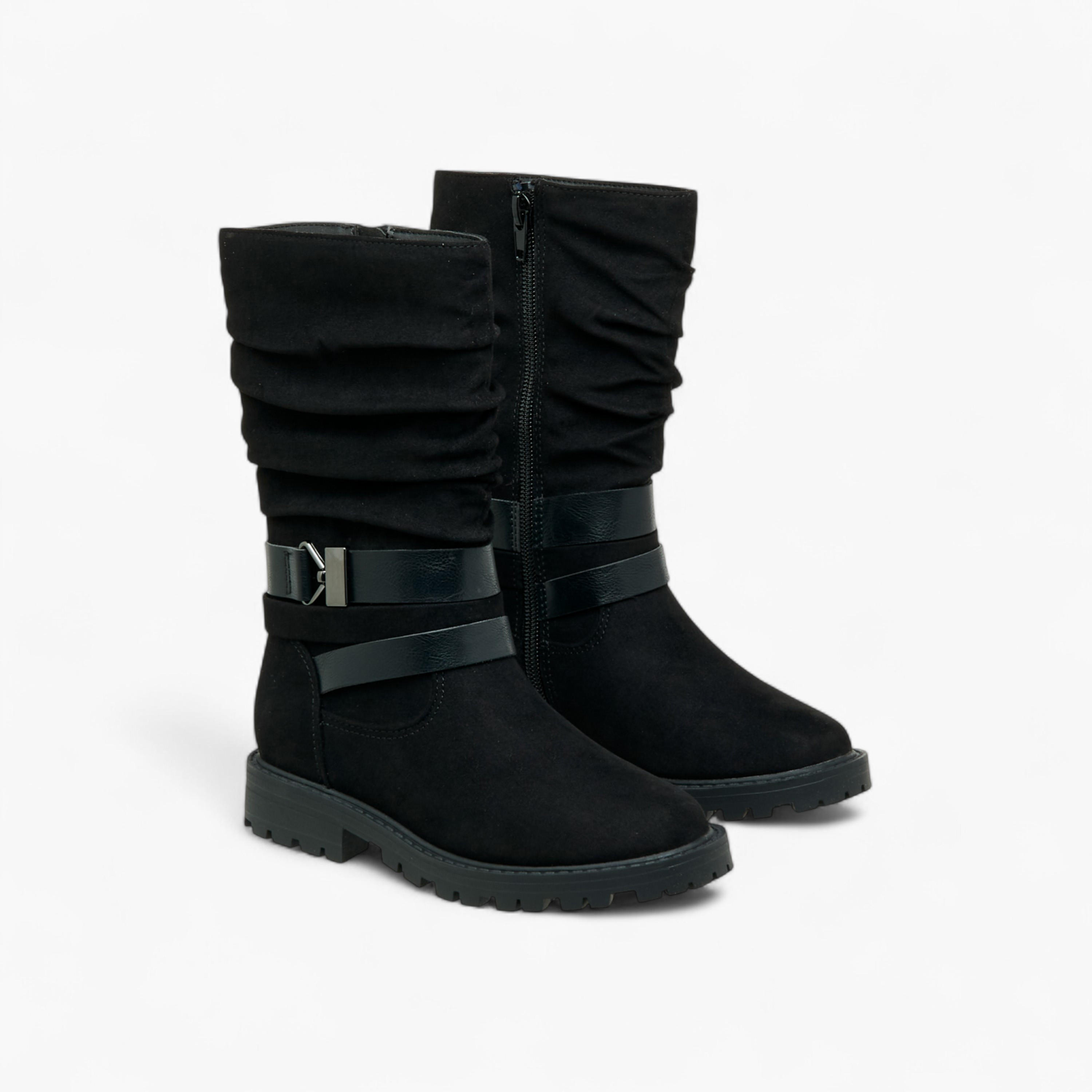 بوت بقصة عالية وزينة حزام وسحاب إغلاق من فلورا بيلا-girls-shoes-boots-image-1