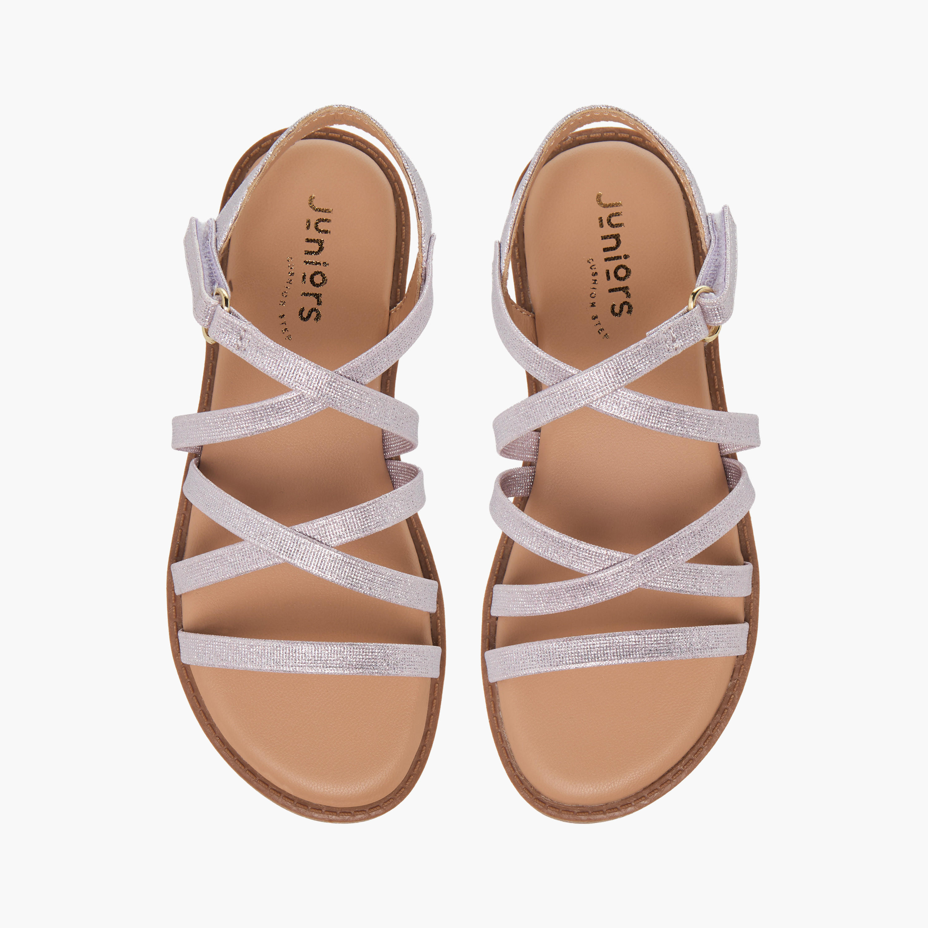 صندل بأحزمة متقاطعة وشريط إغلاق لاصق للبنات من جونيورز-girls-shoes-sandals-image-1