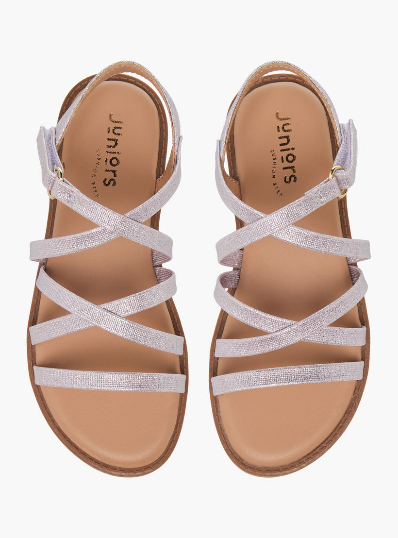 صندل بأحزمة متقاطعة وشريط إغلاق لاصق للبنات من جونيورز-girls-shoes-sandals-image-1