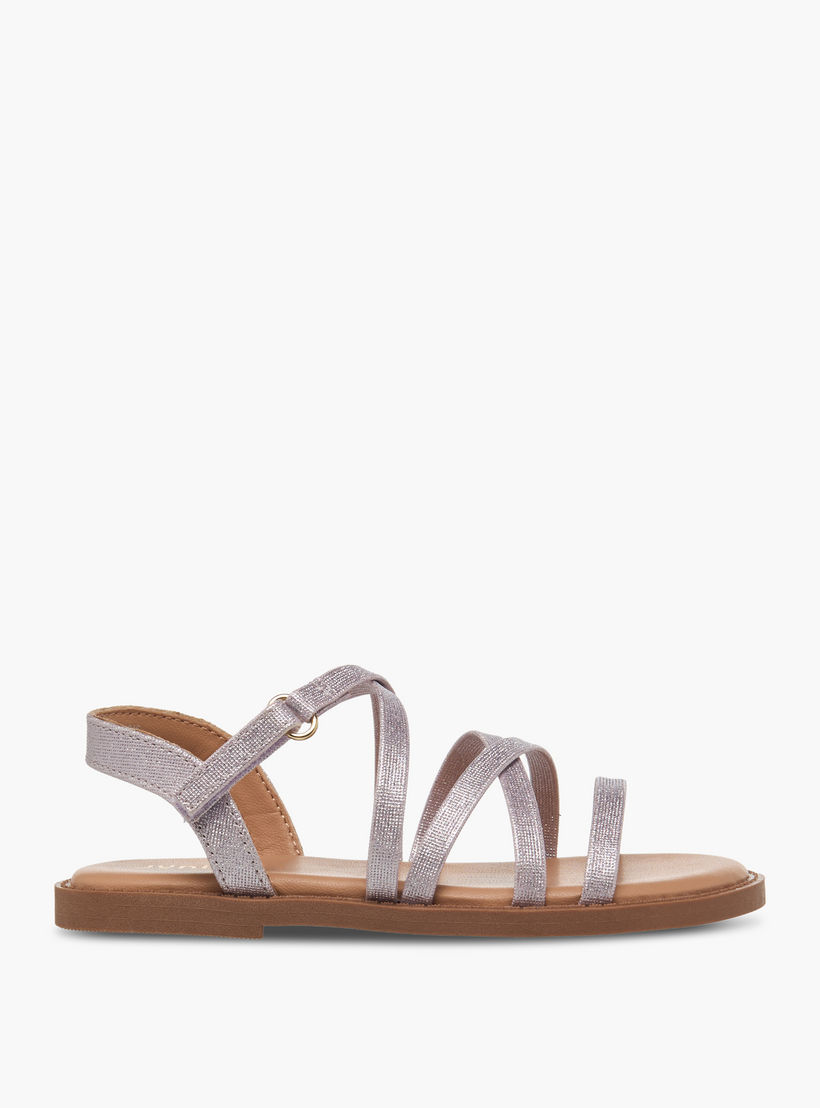 صندل بأحزمة متقاطعة وشريط إغلاق لاصق للبنات من جونيورز-girls-shoes-sandals-image-2