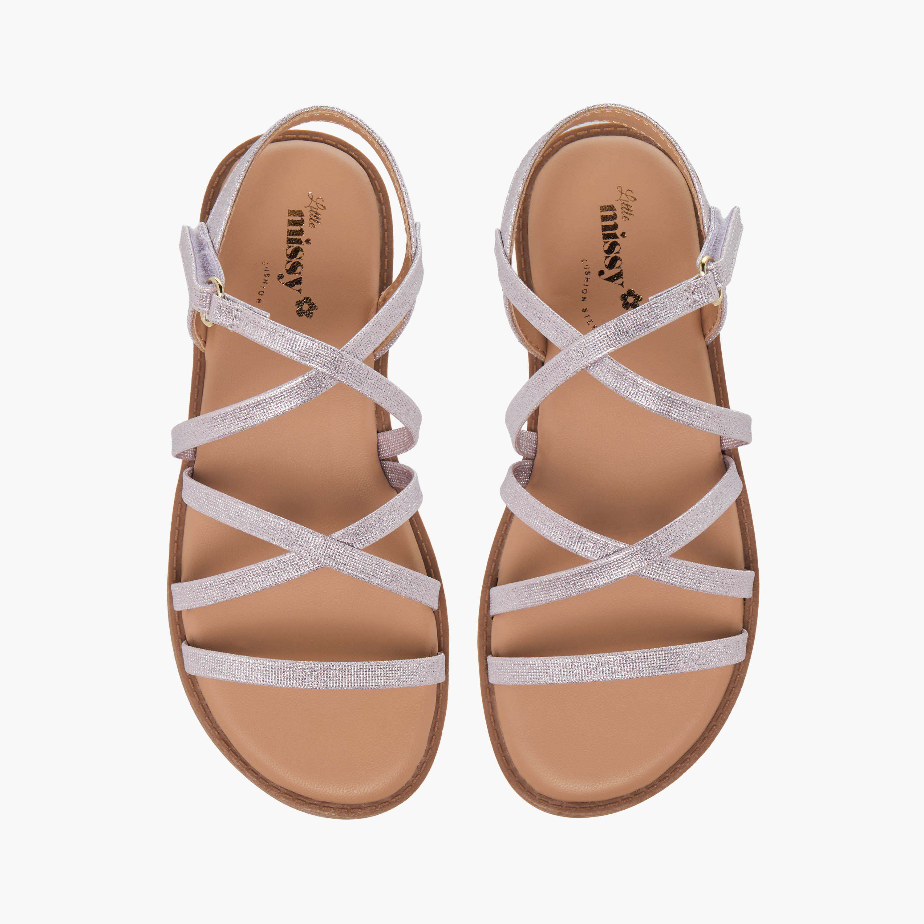 Juniors Girls Cross Strap Hook and Loop Sandals-girls-shoes-sandals-image-1