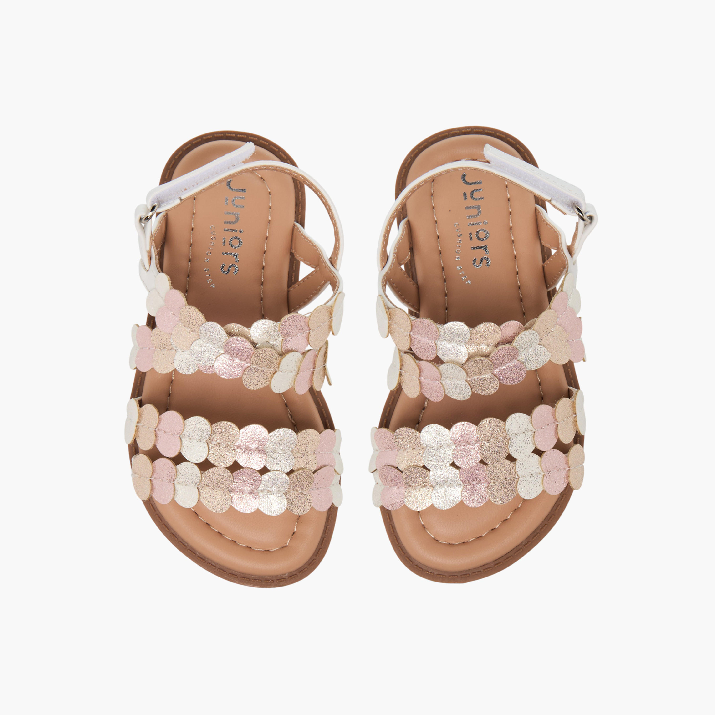 صندل مزخرف بشريط إغلاق لاصق للبنات من جونيورز-girls-shoes-sandals-image-1