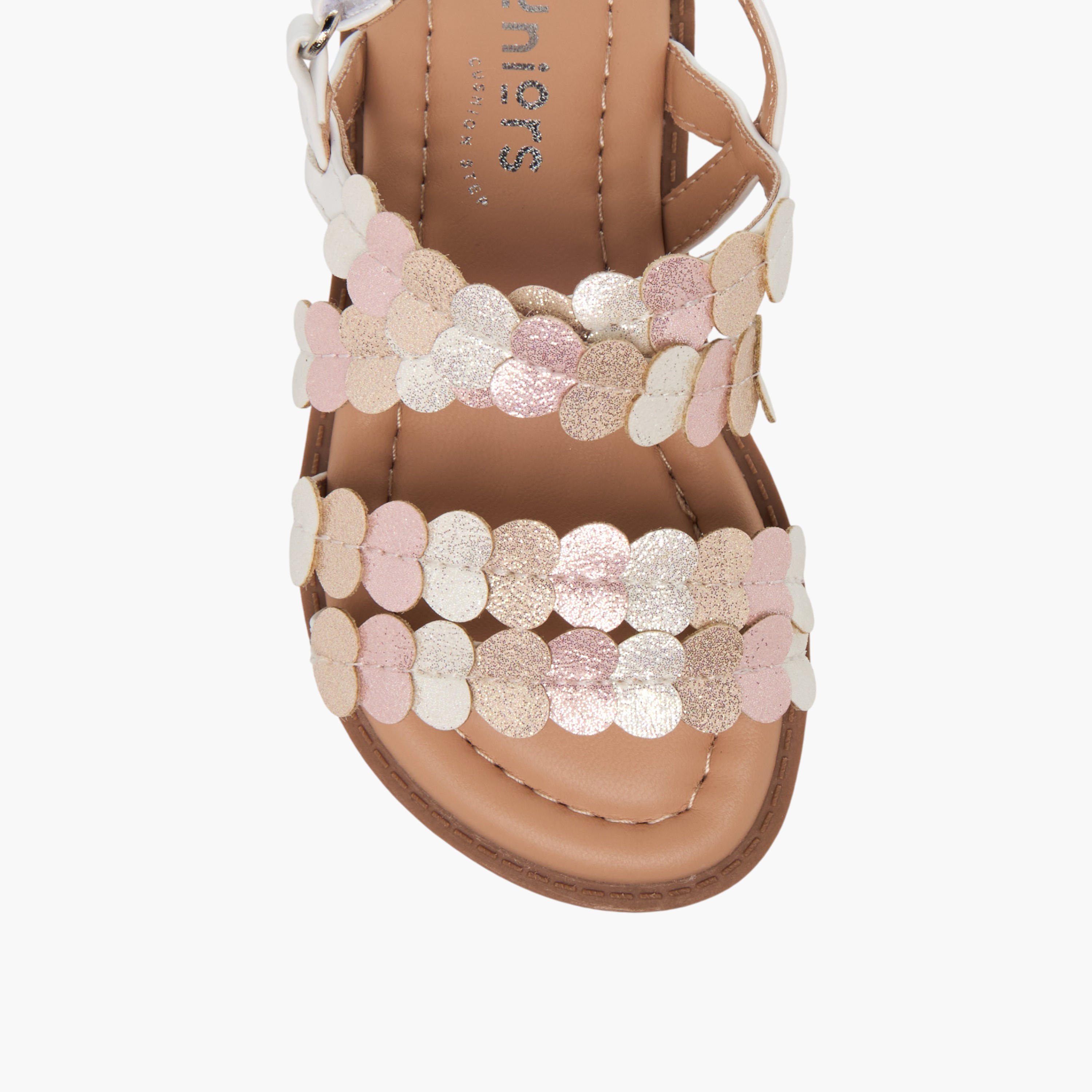 صندل مزخرف بشريط إغلاق لاصق للبنات من جونيورز-girls-shoes-sandals-image-3