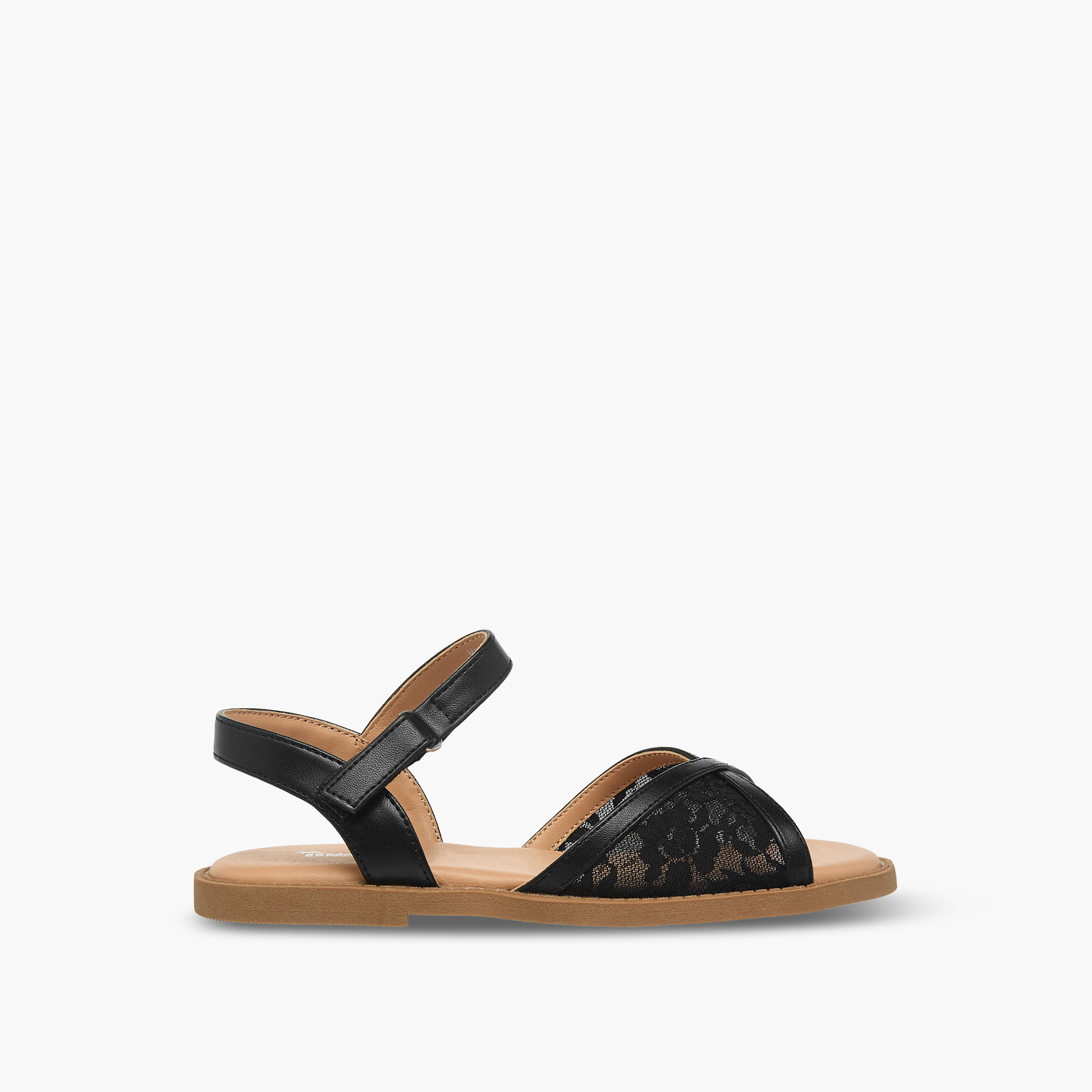 صندل بشريط إغلاق لاصق وتفاصيل دانتيل للبنات من ليتل ميسي-girls-shoes-sandals-image-2