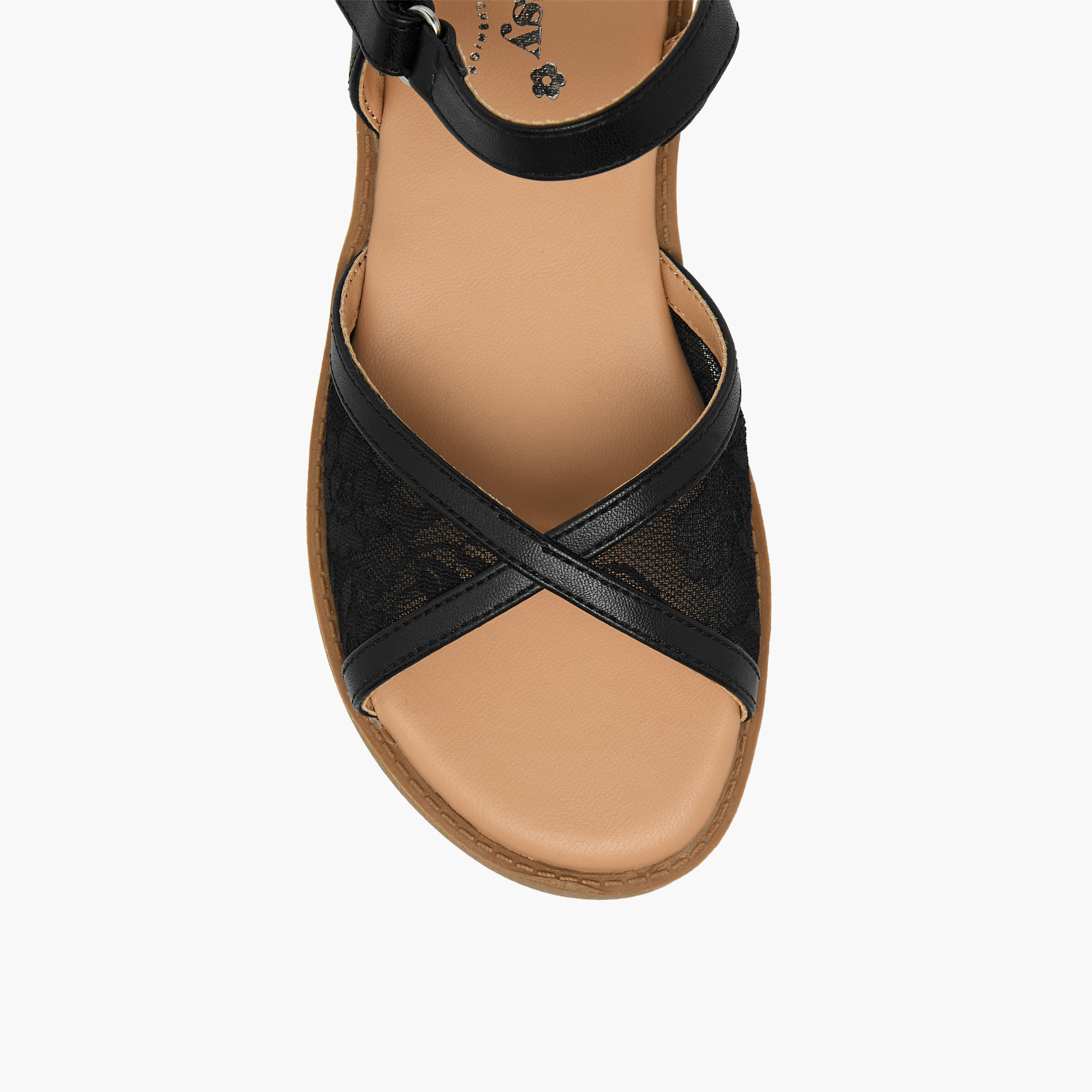 صندل بشريط إغلاق لاصق وتفاصيل دانتيل للبنات من ليتل ميسي-girls-shoes-sandals-image-3