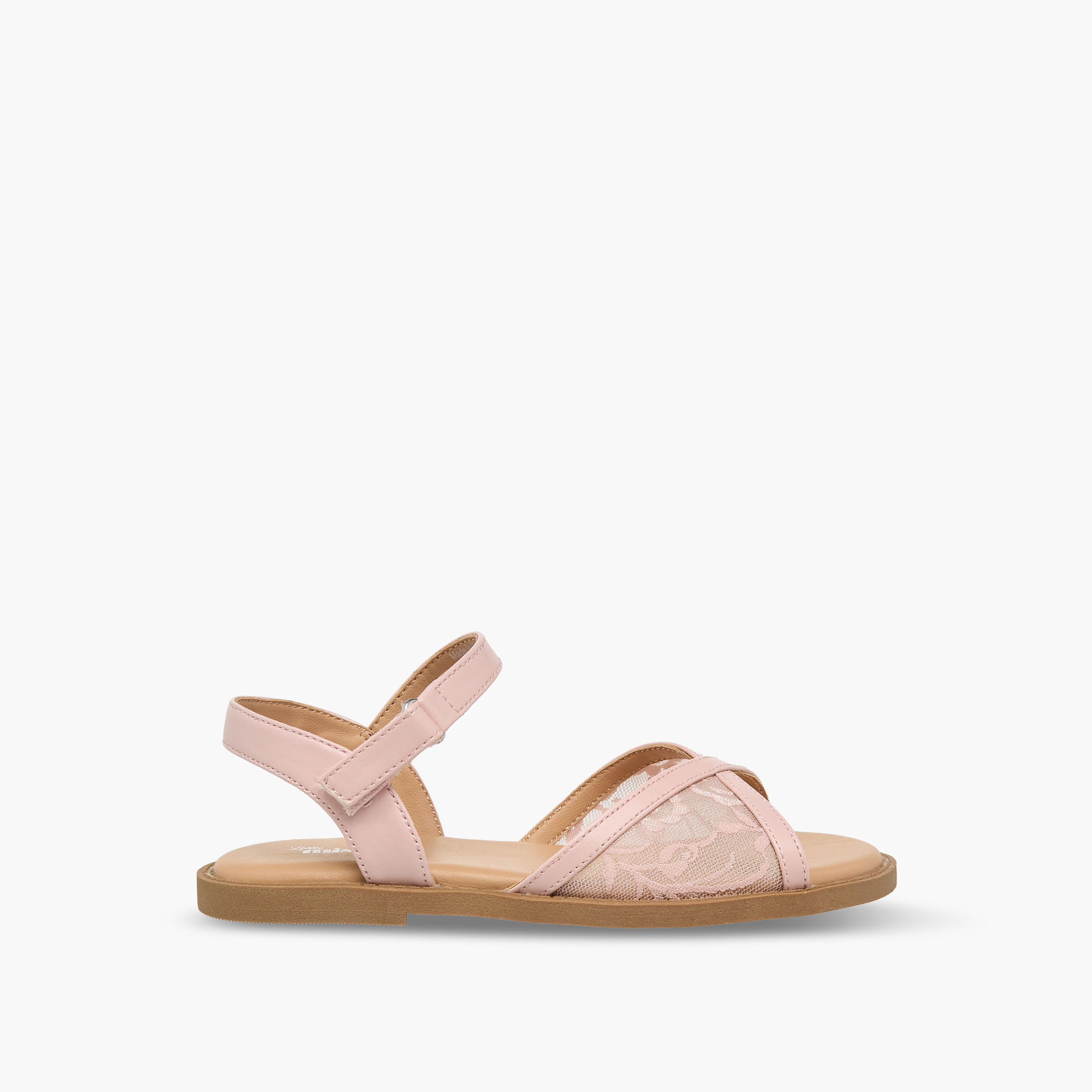 صندل بشريط إغلاق لاصق وتفاصيل دانتيل للبنات من ليتل ميسي-girls-shoes-sandals-image-2
