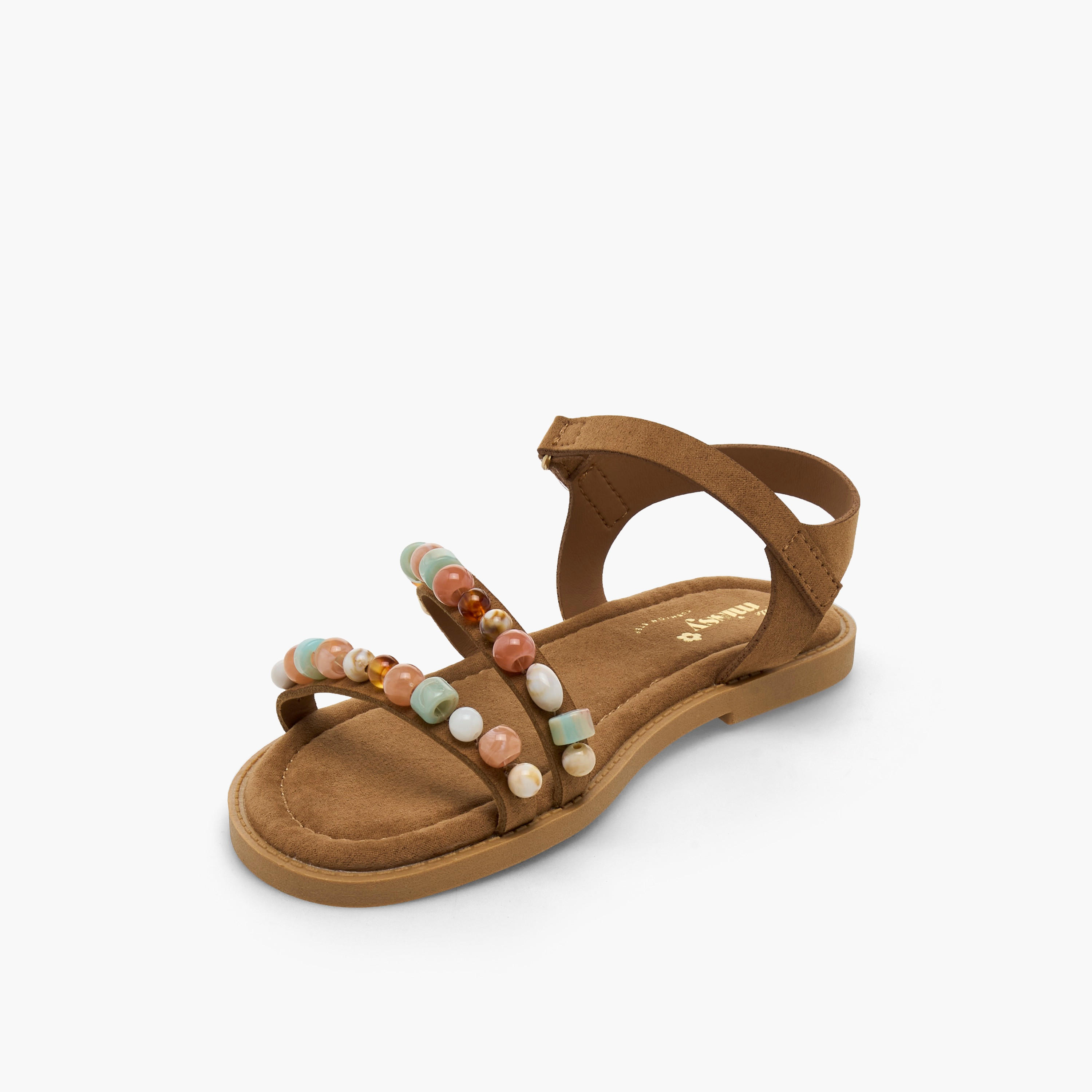 Little Missy Girls Bead Embellished Hook & Loop Sandals-girls-shoes-sandals-image-3