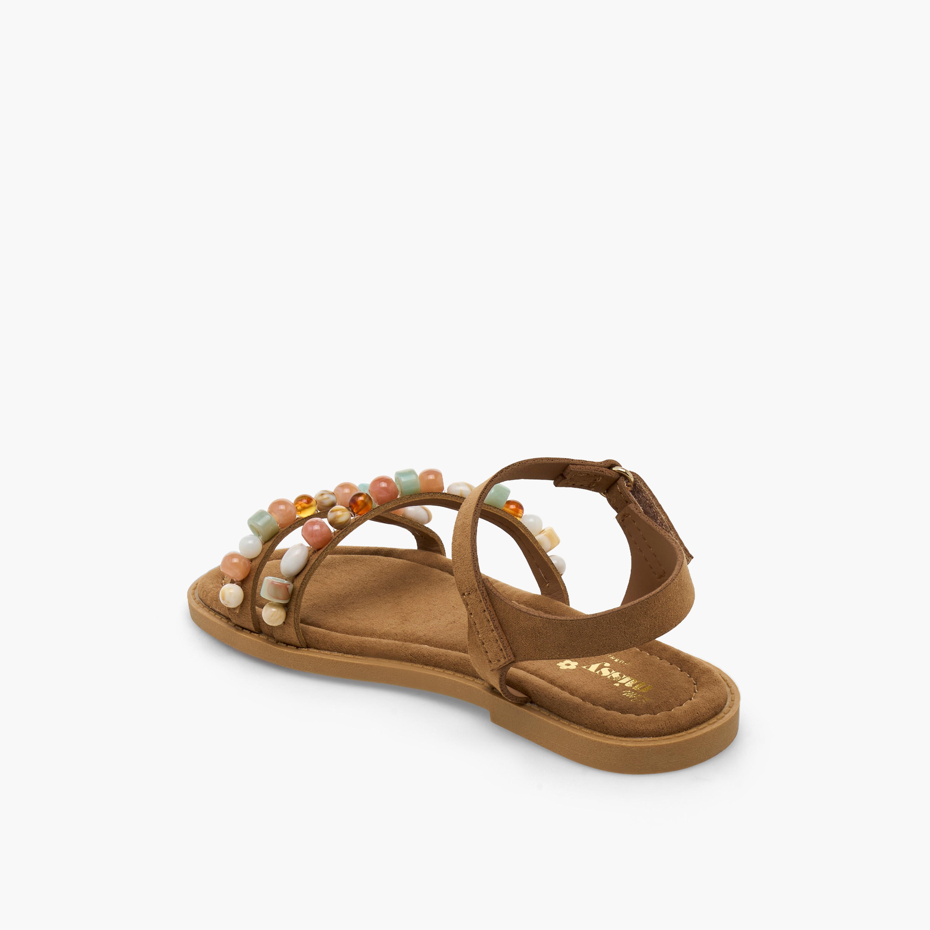 Little Missy Girls Bead Embellished Hook & Loop Sandals-girls-shoes-sandals-image-4