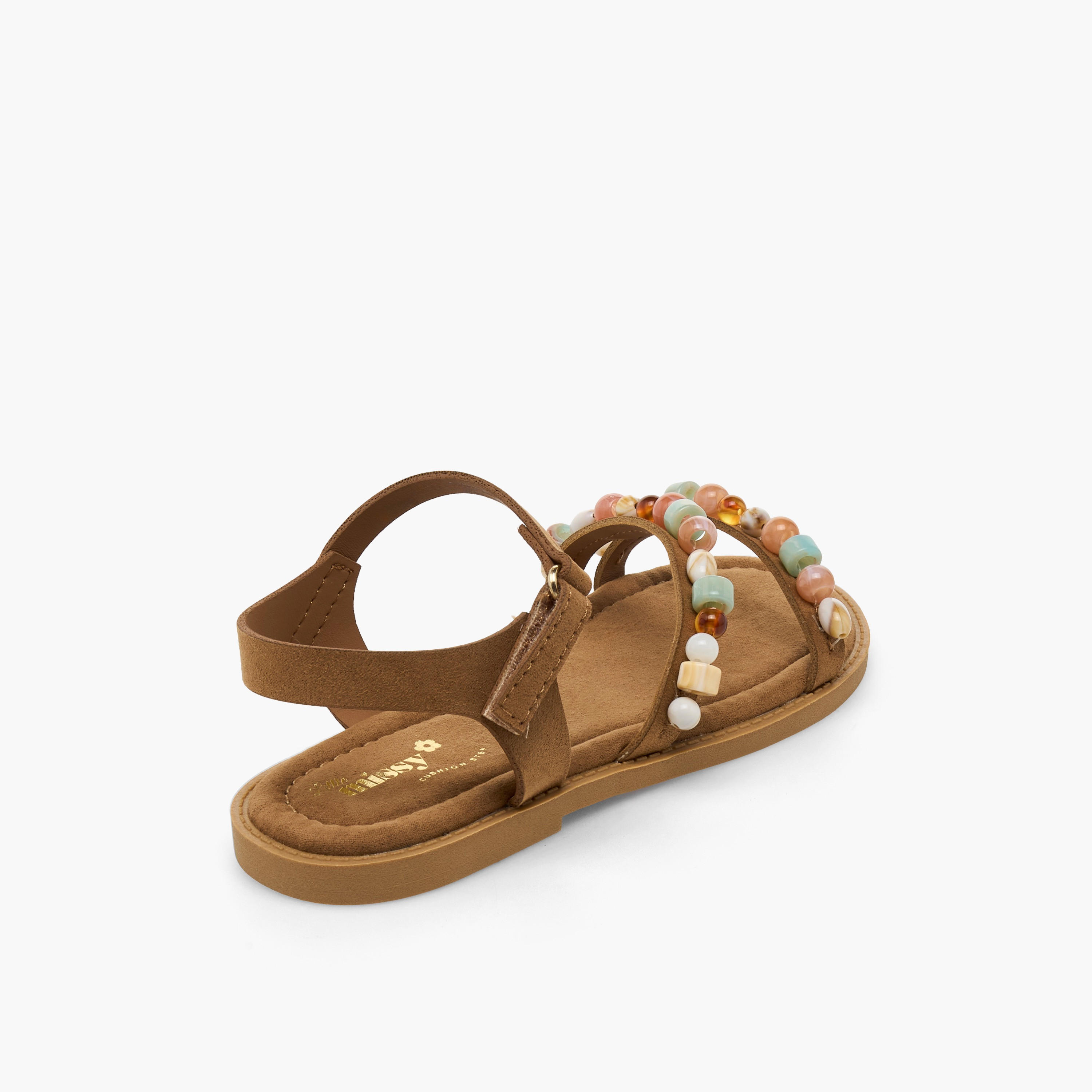 Little Missy Girls Bead Embellished Hook & Loop Sandals-girls-shoes-sandals-image-5