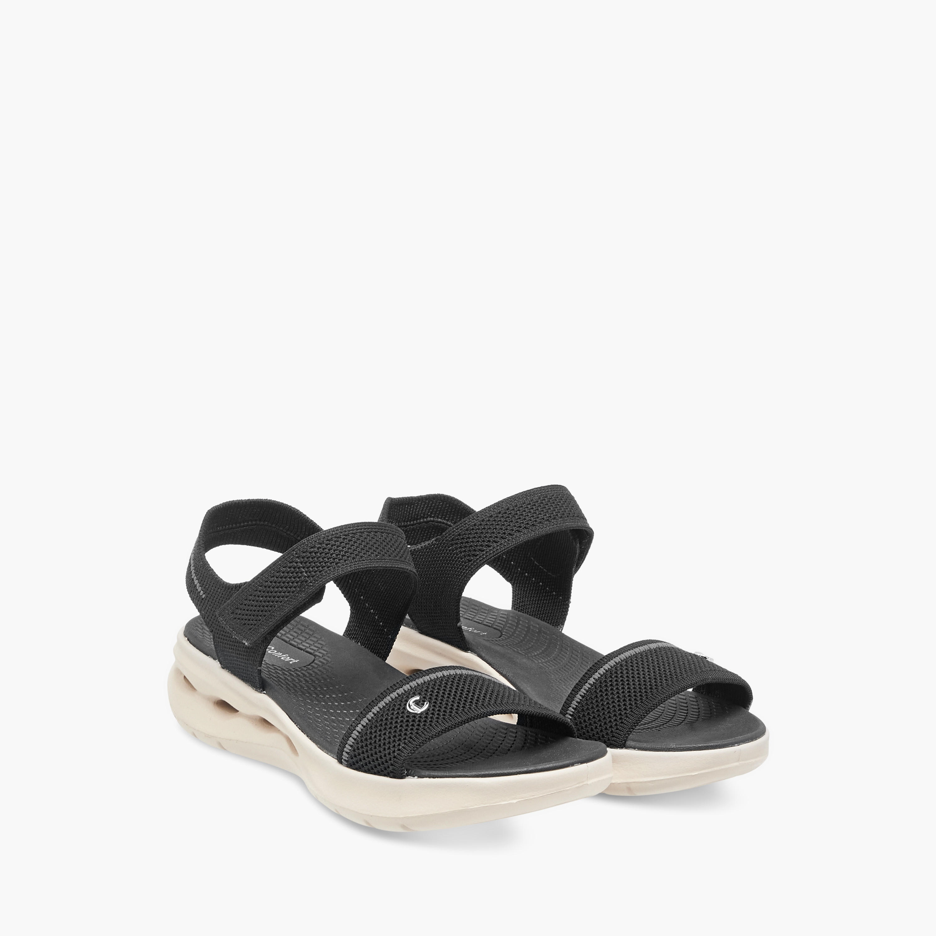 Le Confort Women's Knitted Comfort Sandals with Velcro Closure-women-shoes-flats-sandals-image-1