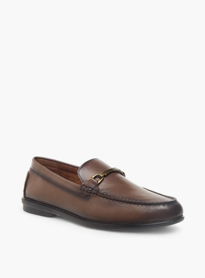 LBL by Shoexpress Solid Slip-On Loafers with Metal Accent-men-shoes-formalshoes-image-2