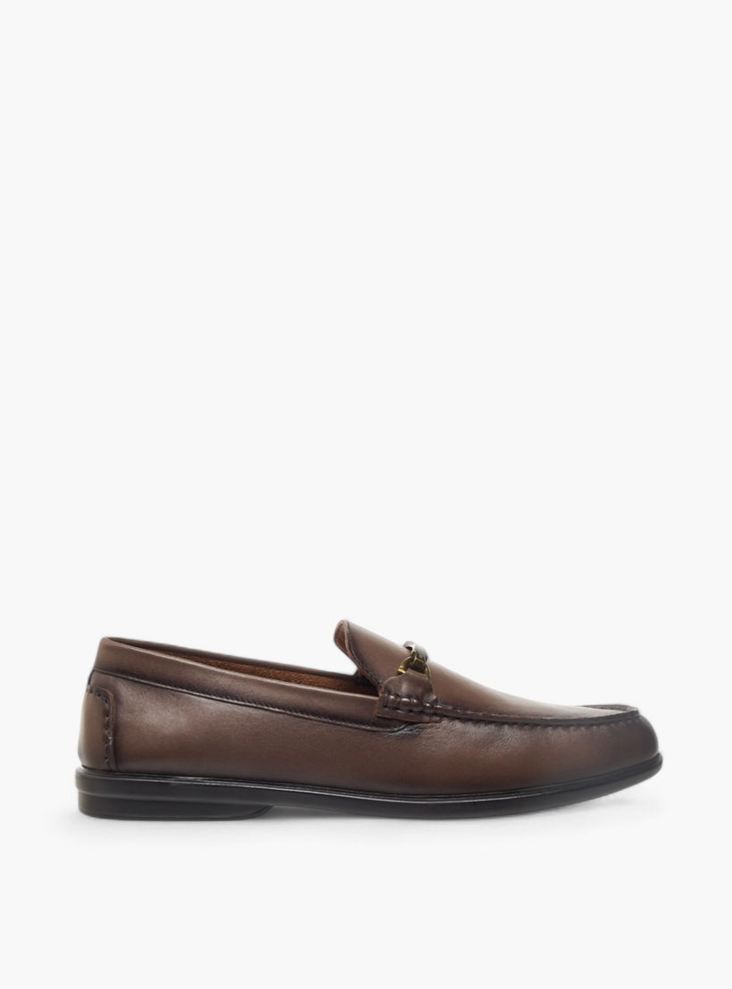 LBL by Shoexpress Solid Slip-On Loafers with Metal Accent-men-shoes-formalshoes-image-3