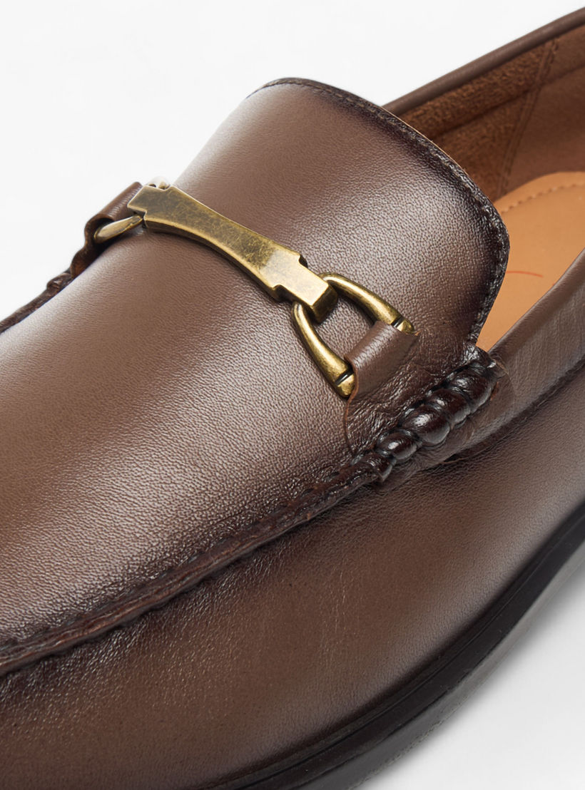 LBL by Shoexpress Solid Slip-On Loafers with Metal Accent-men-shoes-formalshoes-image-4