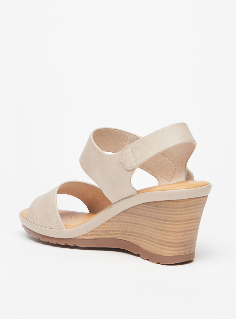 Le Confort Strappy Wedge Heel Sandals with Hook and Loop Closure-women-shoes-heels-image-2