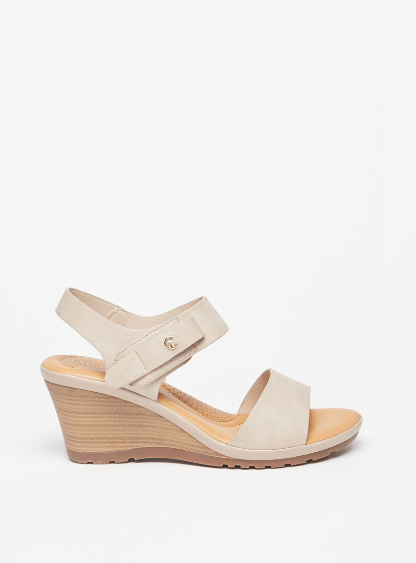 Le Confort Strappy Wedge Heel Sandals with Hook and Loop Closure-women-shoes-heels-image-3